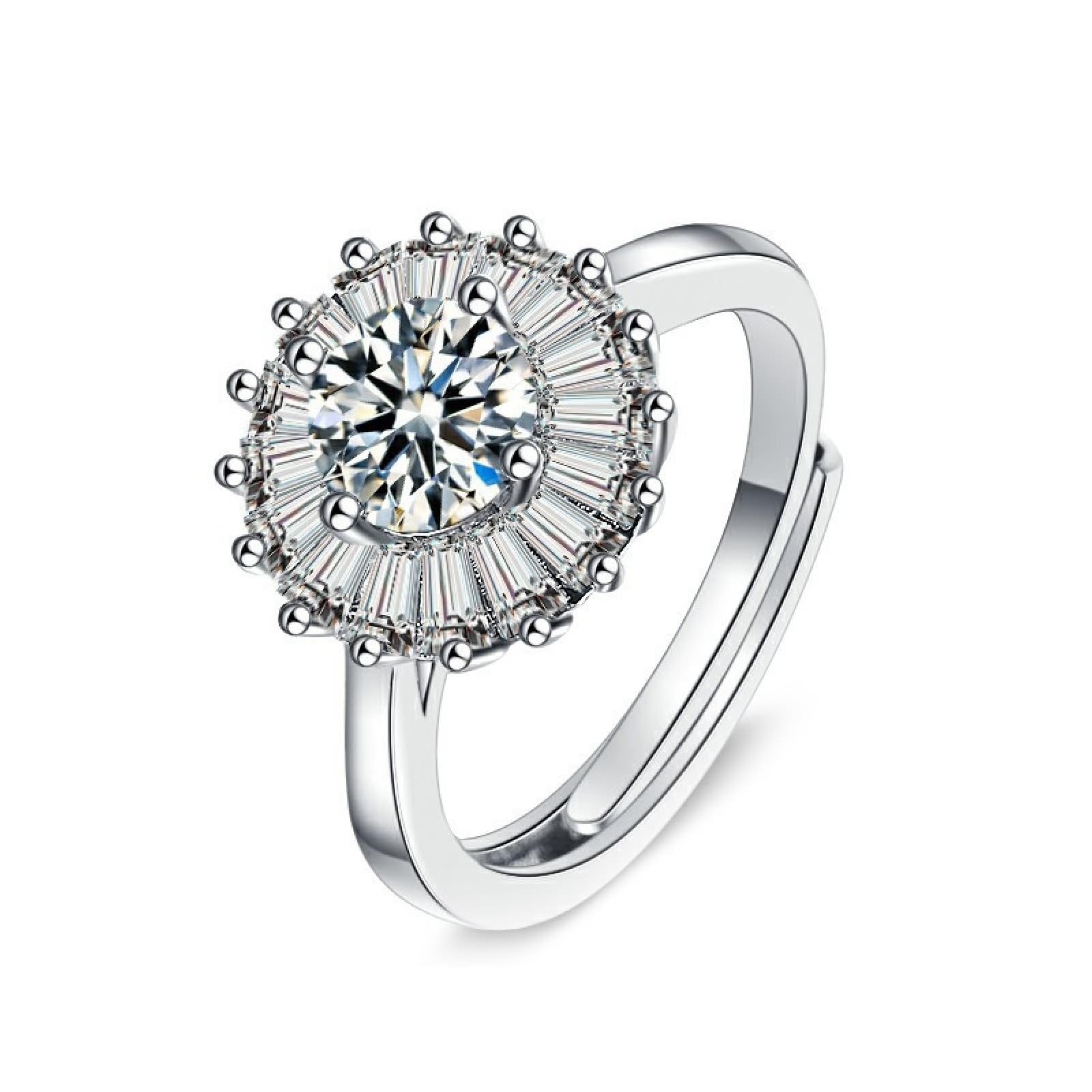 Moissanite obrączki ślubne dla kobiet białe złoto pierścionki 18K elegancki kwiat 1 ct cyrkonia rozmiar H 1/2 moda dla lesbijek biżuteria koktajlowa