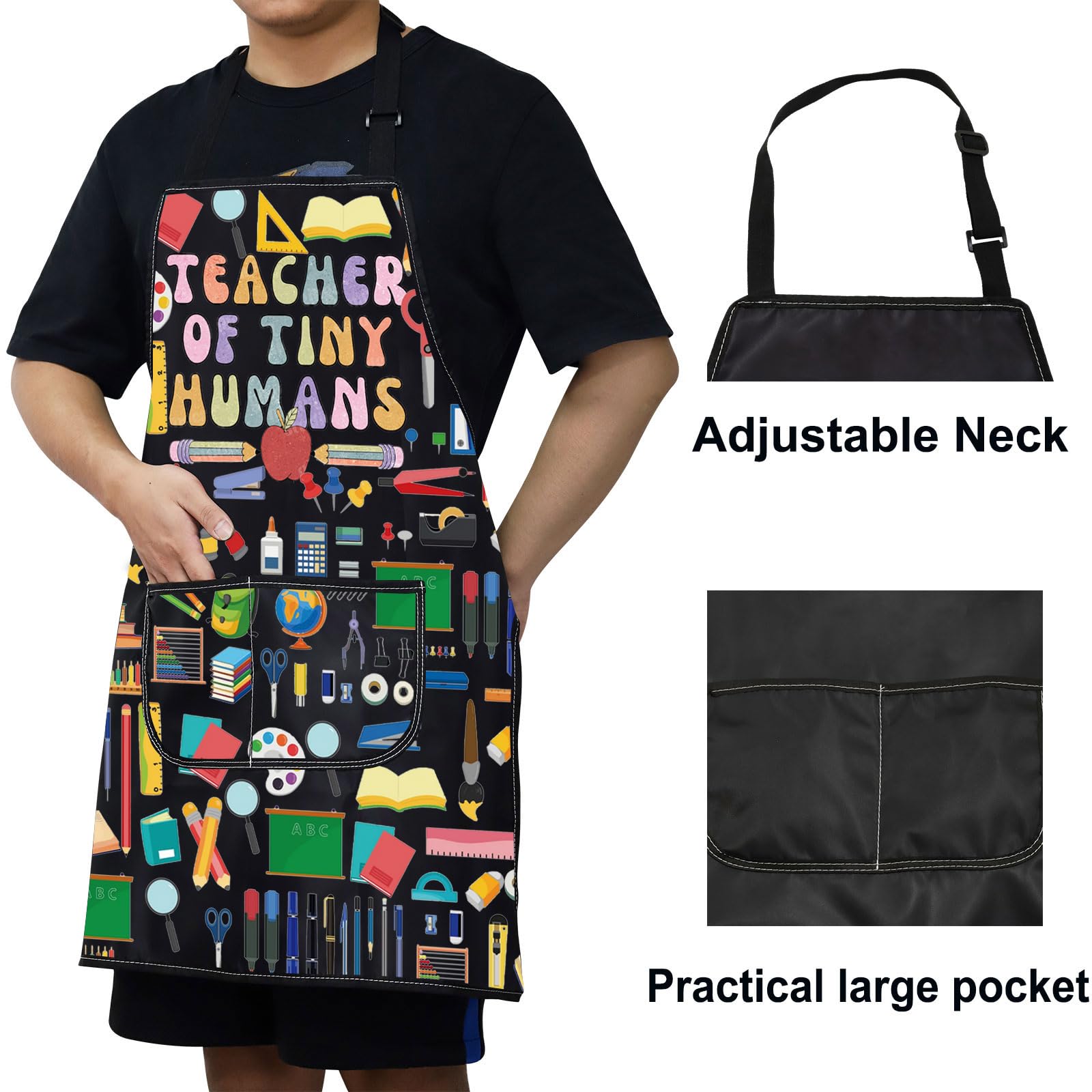 WZMPA Kindergarten Teacher Adjustable Aprons Teacher Appreciation Gift Teacher Of Tiny Humans Preschool Teacher Apron - Image 4