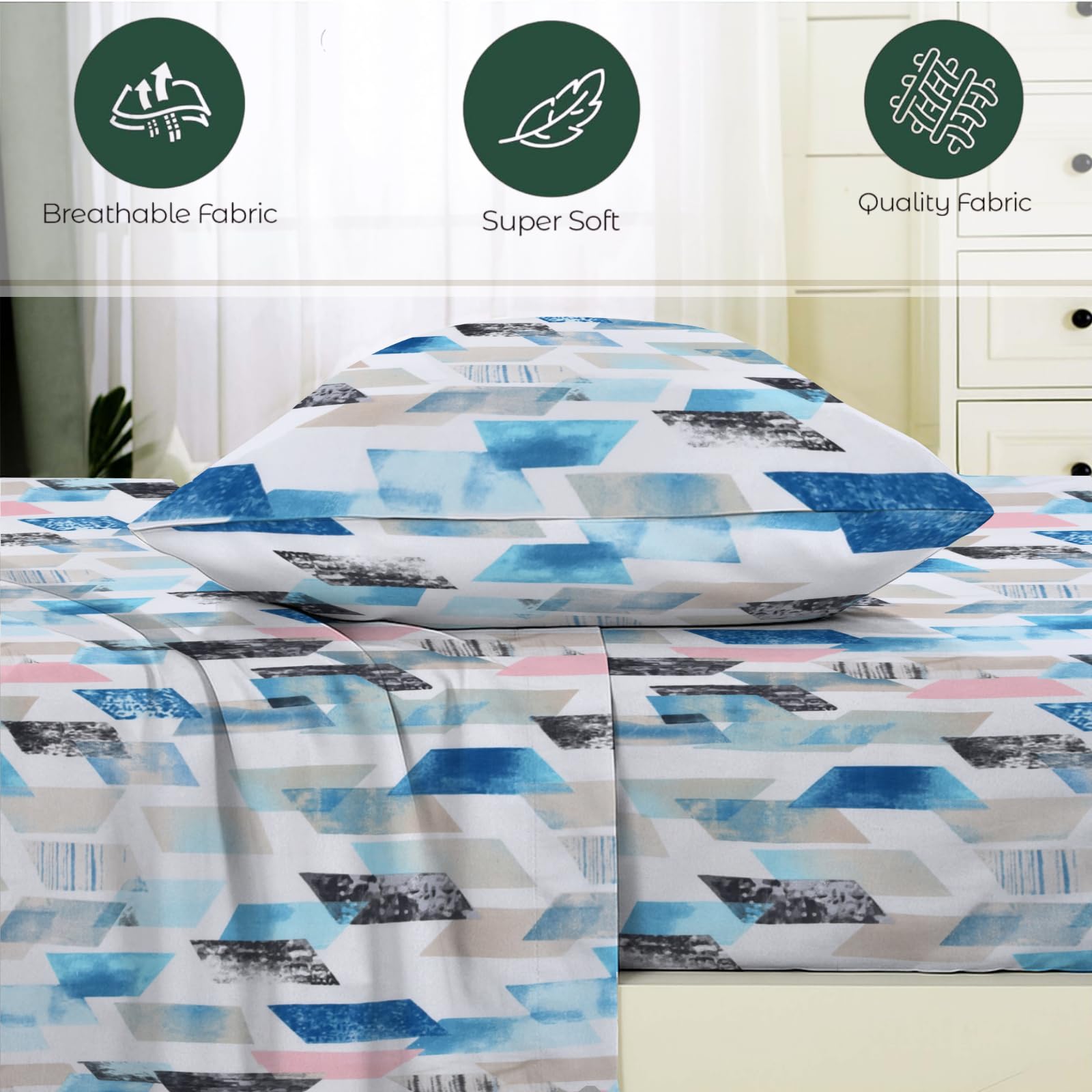 EverSoft Bedding Pack of 4 Pillowcases 50x75cm Soft Pillow Cases, Wrinkle Free Easy Care Pillow Covers - Image 4