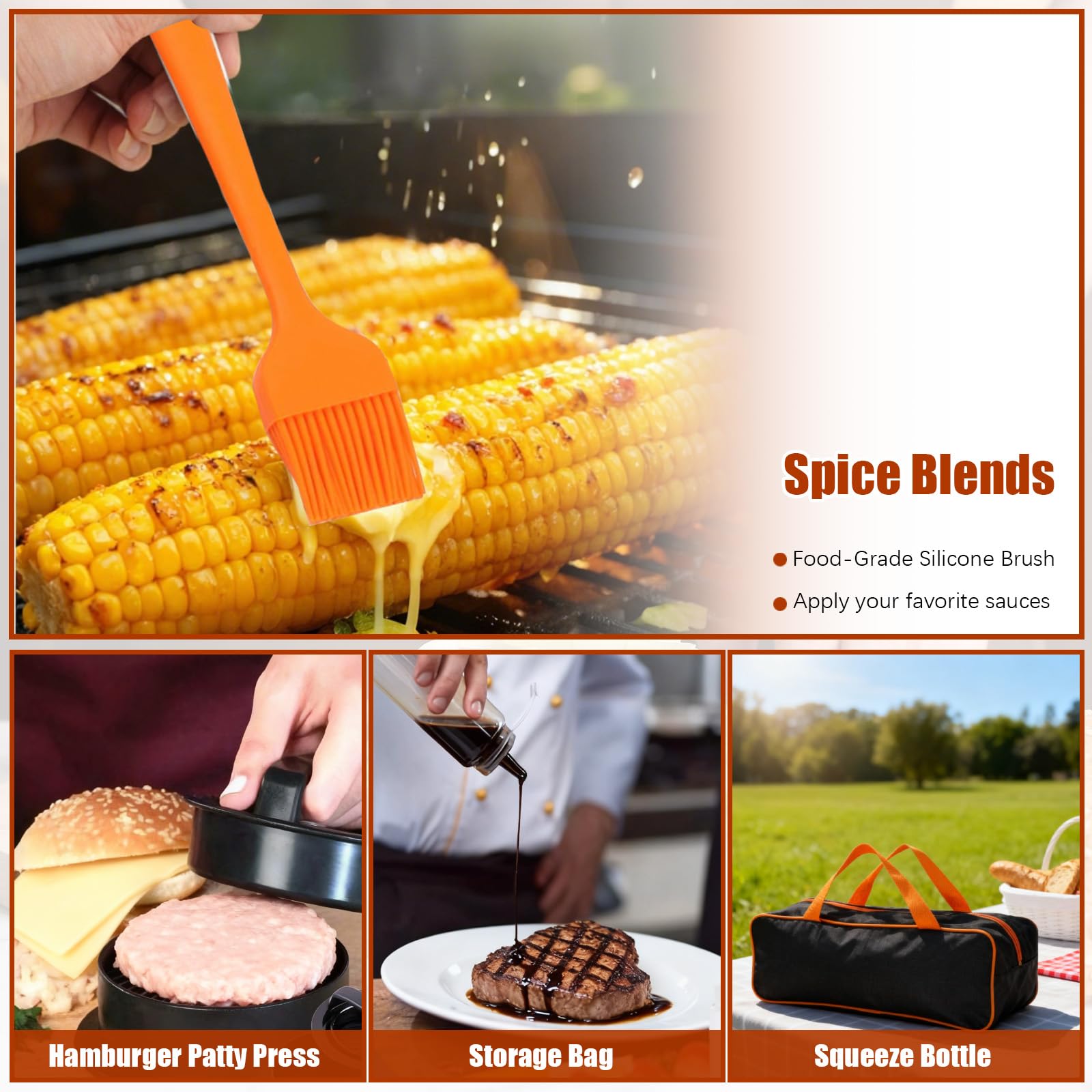 27 Pcs Accessori Barbecue, Kit Smash Burger, Utensili Teppanyaki Barbecue Attrezzi Acciaio Inox con Portatile Valigetta, Perfetti Utensili Uomini per Campeggio, All'Aperto Cucina, Picnic