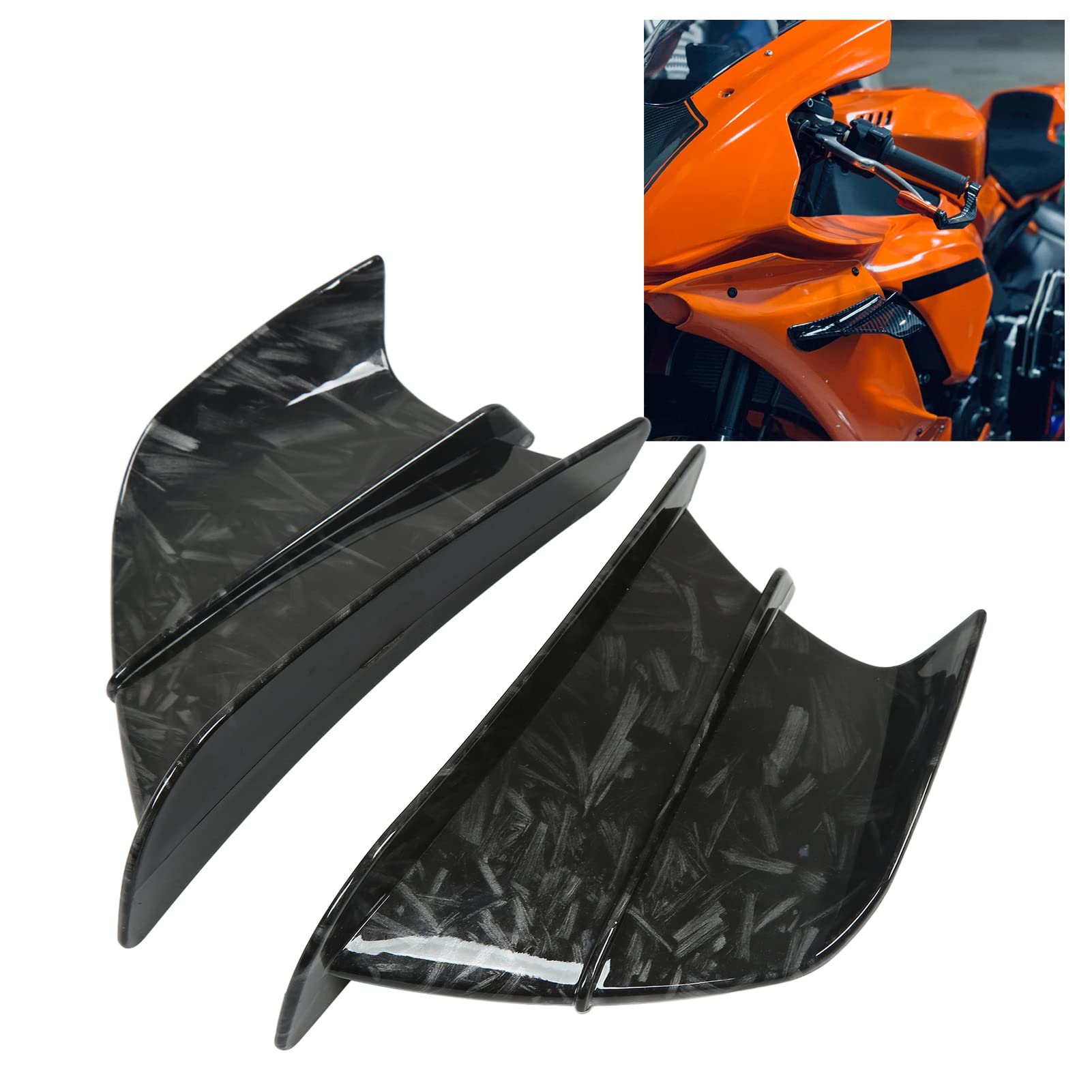 Aile Aérodynamique KIMISS, Aileron Latéral de Moto Carénage Avant Ailes Aérodynamiques pour NINJA400 NINJA250 Z900 Z1000(Grain de marbre)