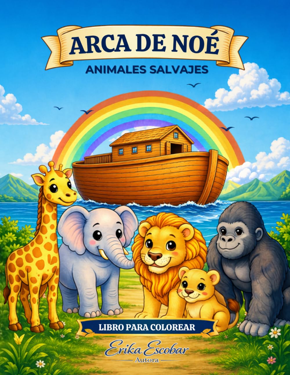 Arca de Noé: Animales Salvajes: Libro para colorear cristiano para niños