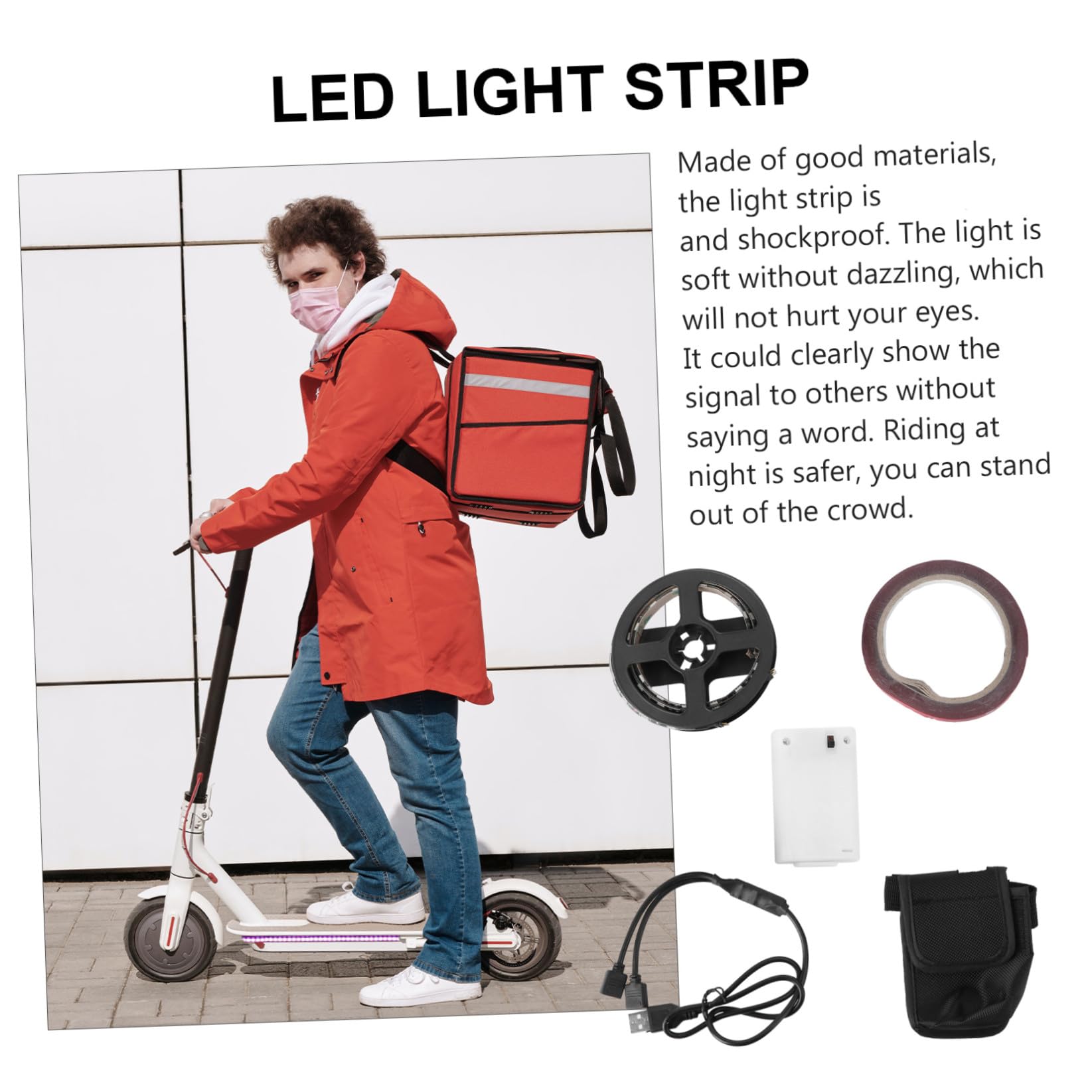 Abaodam Striscia Luminosa per Monopattino Elettrico e Isolata Accessorio di Ricambio per Decorazione e Sicurezza Notturna Adatta Modelli e Compatibili