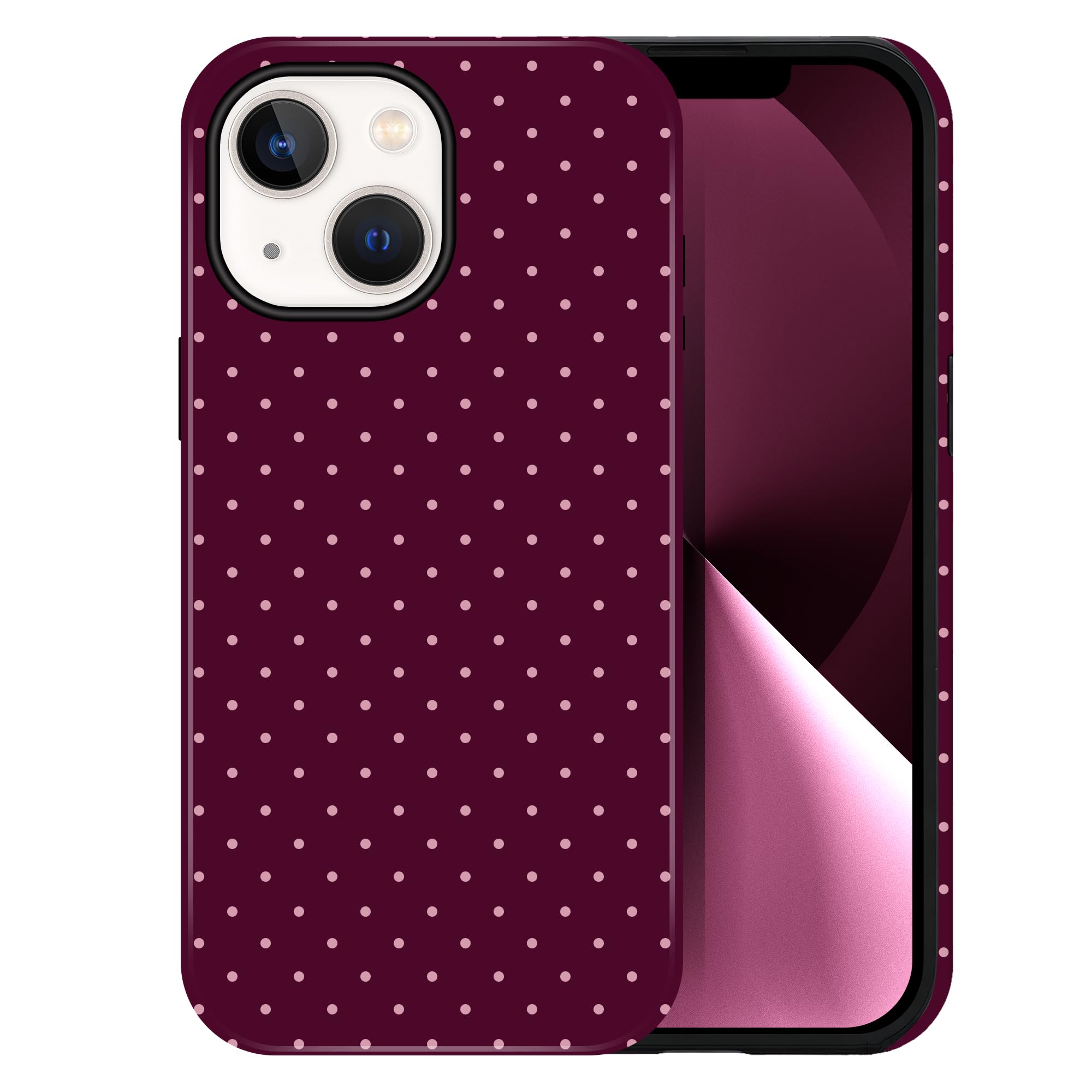 Polka Dot Pattern Phone Case for iPhone 13/14 6.1", Wine