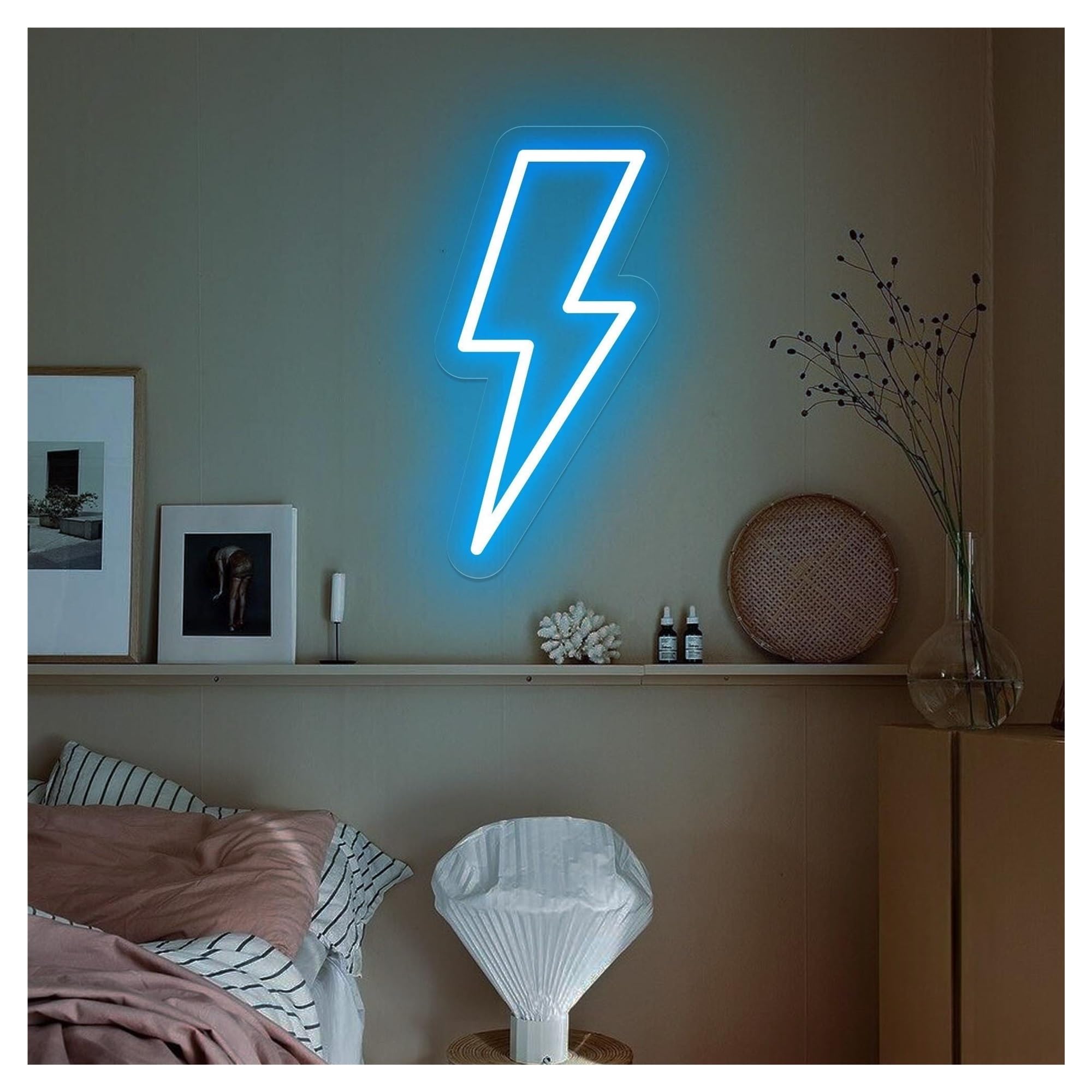 Shouxi A Sign Lamp Lightning Bolt Neon Sign, Thunder Light, Weather, Suitable For Kids Room Wall Decor 41Cm(A)
