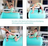 PPXIA Felfújható Gimnasztikai Henger 100x60cm Kék Air Roll Tornaszőnyeg Pumpa Yoga Edzés Akrobatika 7