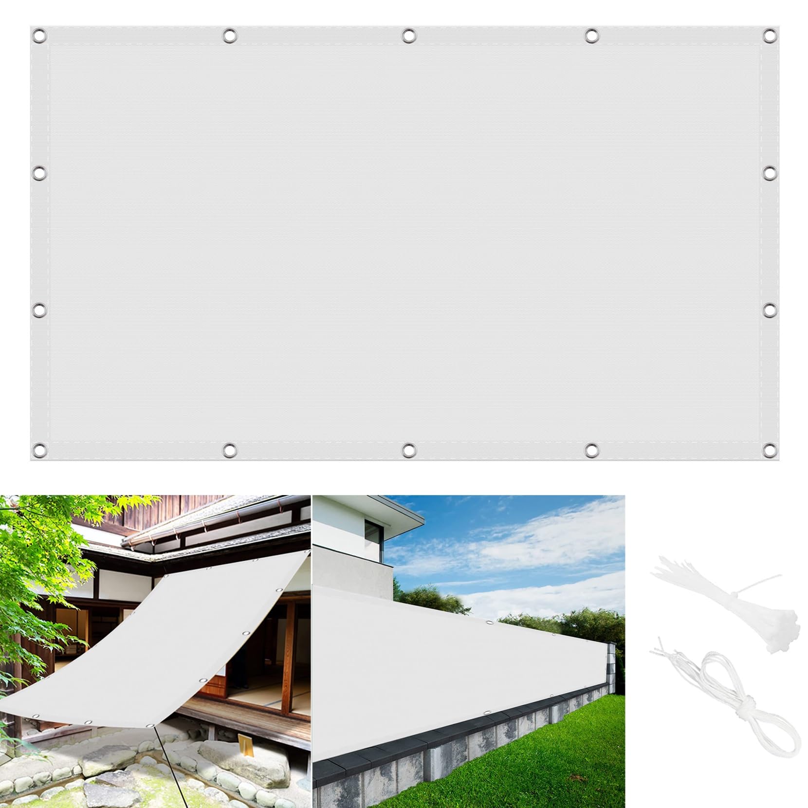 Voile d'ombrage rectangulaire 5.5 x 7 m blanc pour extérieur