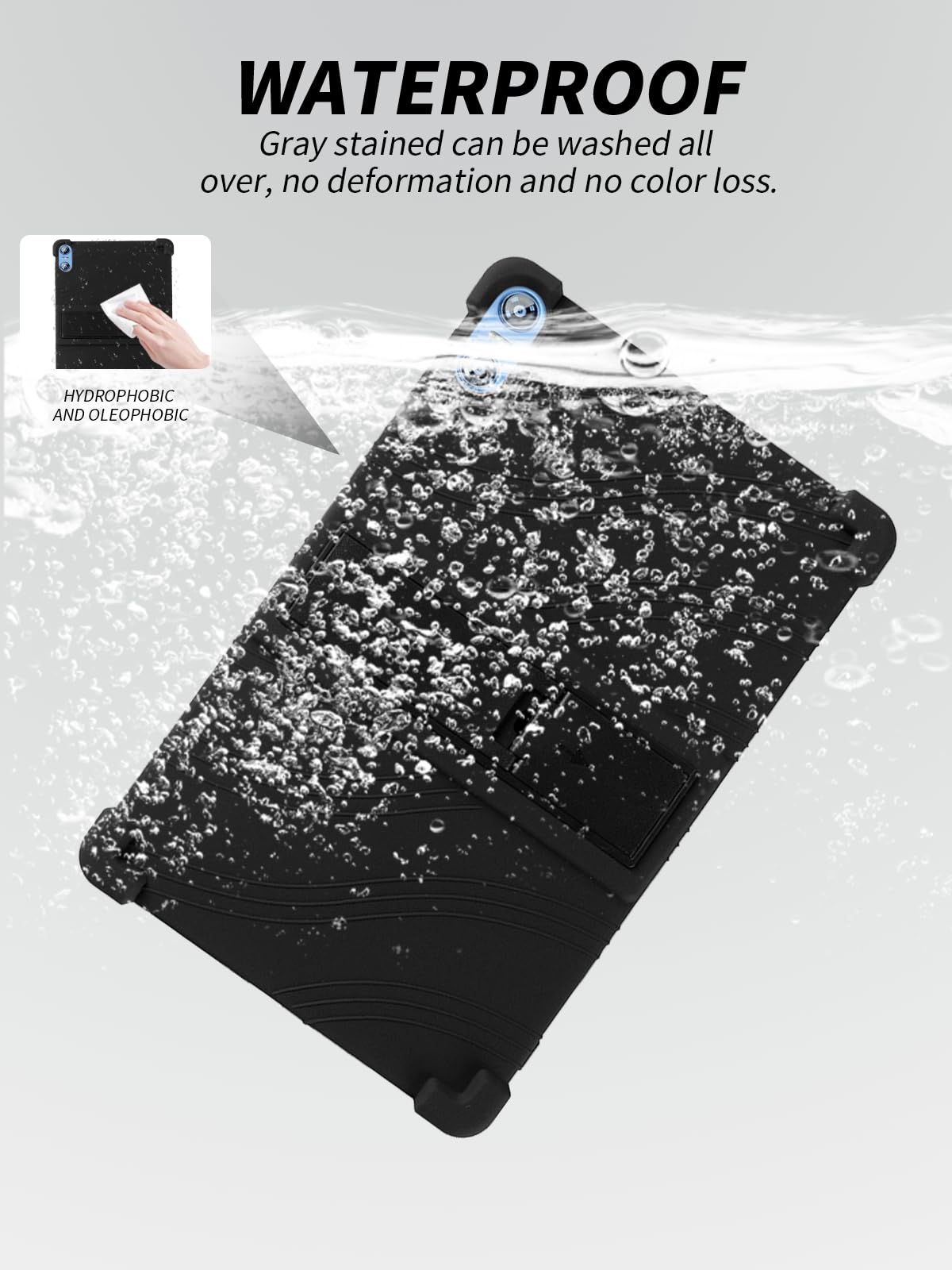 Funda para SKYEGG Tablet K13 10 pulgadas, yystao Niños Funda de Silicona Suave Compatible con SKYEGG K13, Soporte Ajustable (Negro)