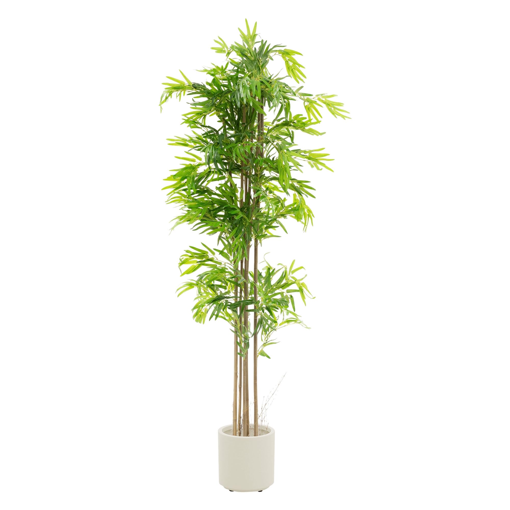 ML-Design Bambou Artificiel 210 cm Décoratif, Plante Verte Grande avec Tronc en Bois Véritable, Fausse Plante en Pot, Déco Aspect Naturel, Arbre pour Intérieur/Extérieur Chambre Balcon Salon Bureau