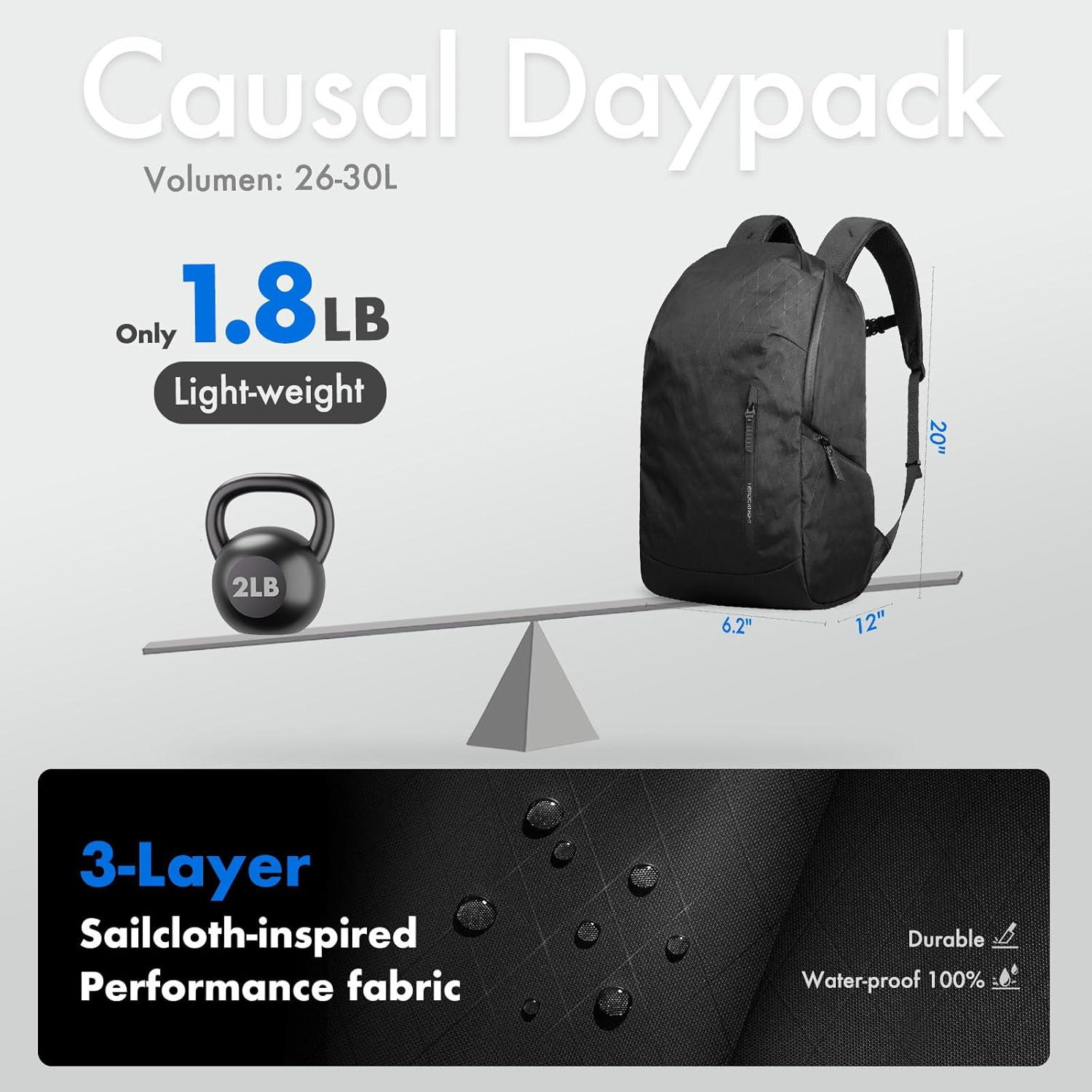 hk Waterproof Travel Backpack for Men – Lightweight 30L Laptop Backpack with 17.3" Compartment, Anti Theft Black Bag for Work, College, Hiking, Carry-On Use