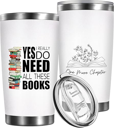 Miniatura 1 de Petitian Book Lovers Gifts - Vaso para amantes de los libros, "Yes I Really Do Need All These Book", regalo para nerd, vaso de 20 onzas para amantes