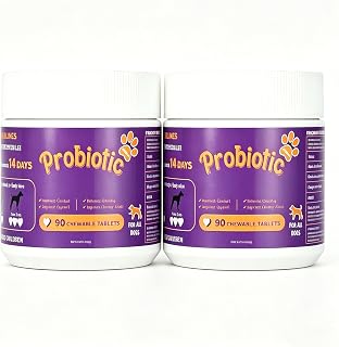 Dog Probiotic Chewable Tablets with Prebiotic & Digestive Enzymes, Daily Gut Support Supplement for All Breed Dogs, Chicken Flavor 90 Count