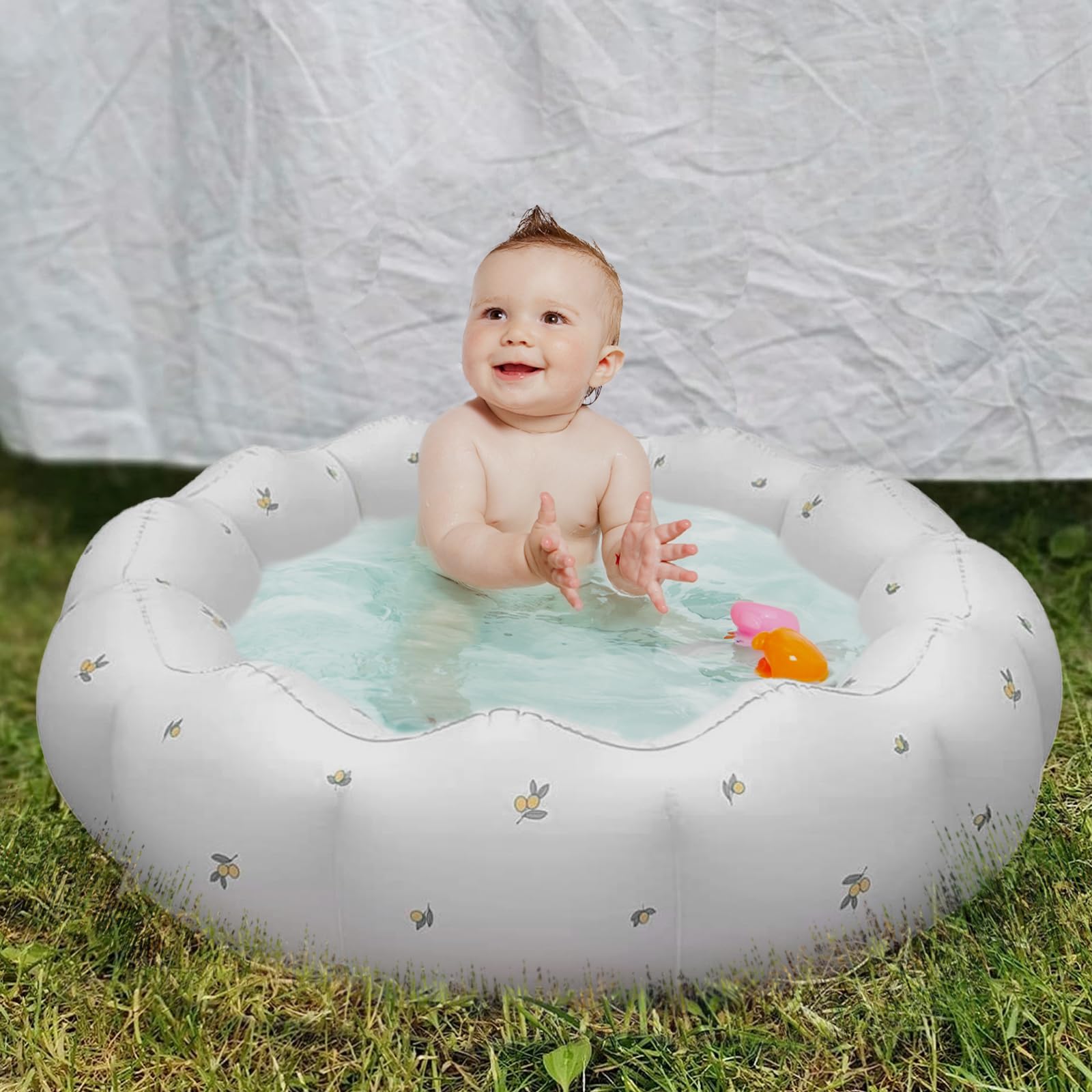 Piscine gonflable 90 cm en PVC - Jolie piscine gonflable - Baignoire gonflable - Douche pour l'extérieur, la maison, le balcon, les fêtes aquatiques d'été
