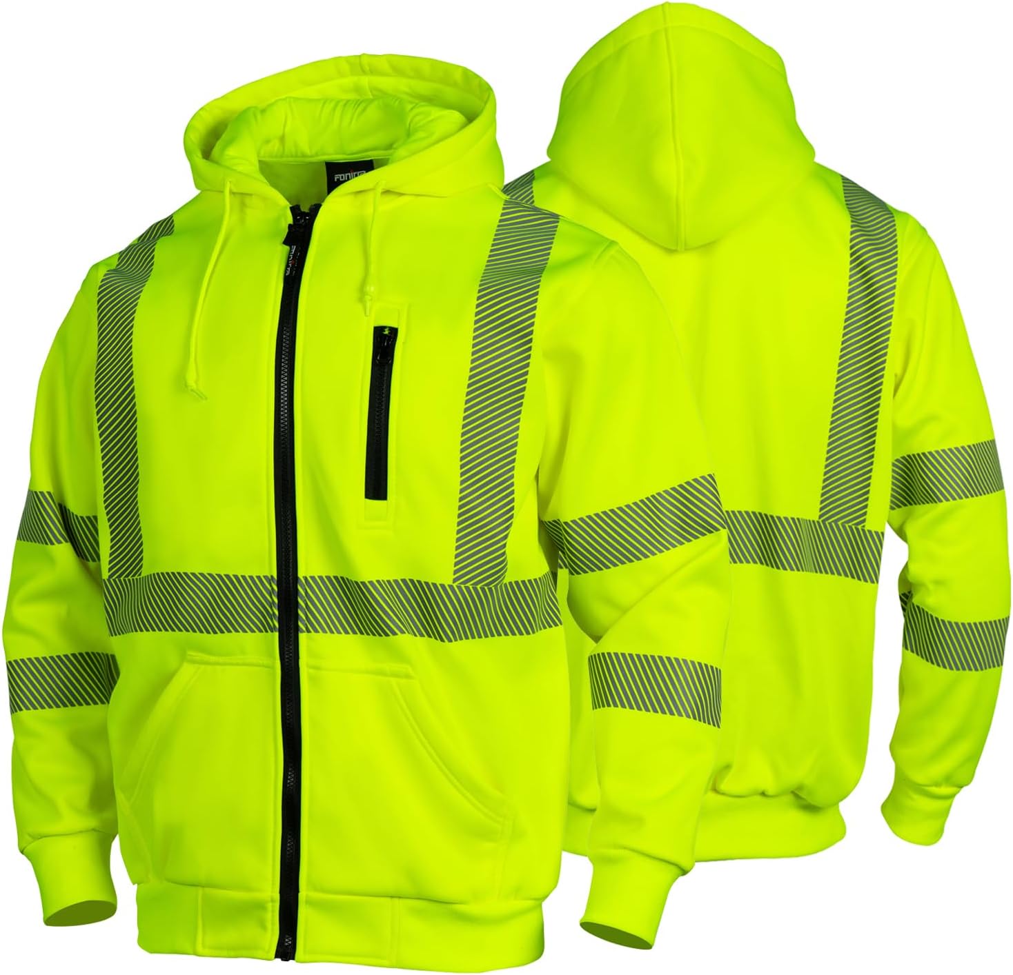 FONIRRA Hi Vis Safety Fleece Hoodie for Men Reflective Jacket ANSI Class 3 High Visibility Sweatshirts with Hood
