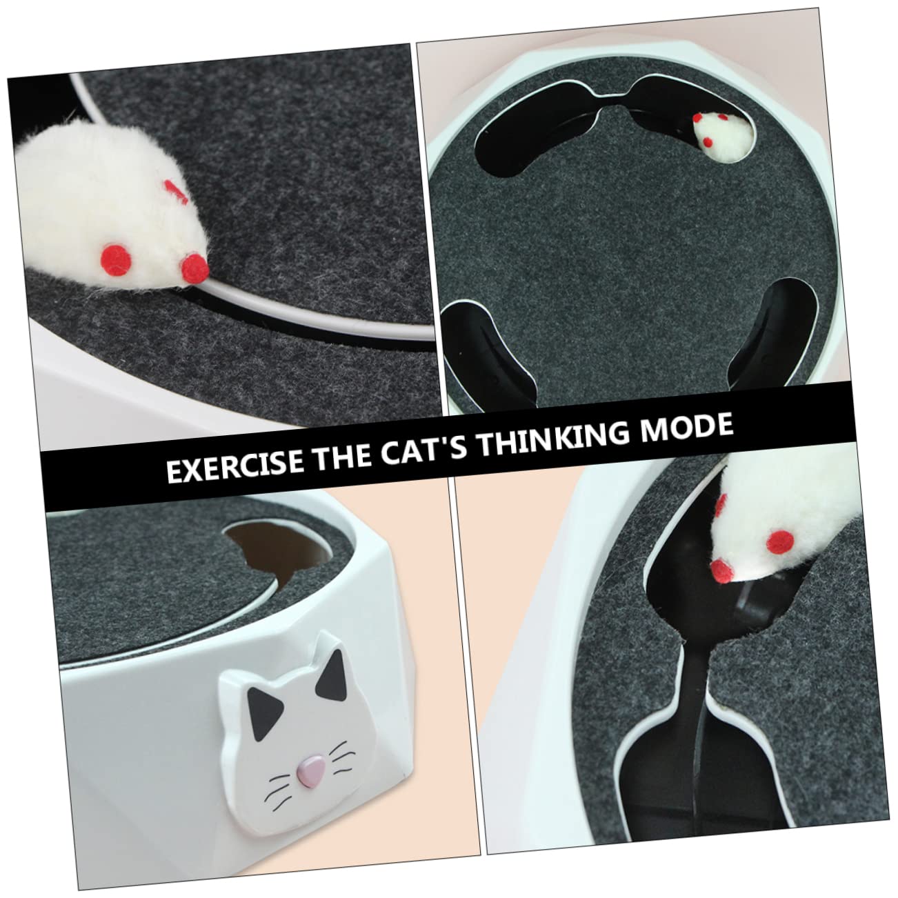 YARNOW Jouet Électrique Interactif pour Chaton Souris Fouisseuse en Abs Blanc, Fonctionnant 3 Piles AA, pour Stimuler Le Jeu Intérieur des Chats