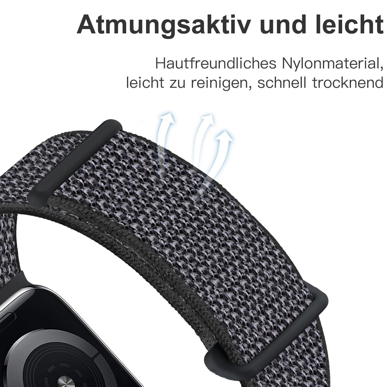 Maledan Nylon Cinturino Compatibile con Apple Watch Cinturino 42mm 44mm 45mm 49mm 40mm 41mm, Regolabile Cinturino Compatibile con iWatch Series 9 8 7 6 5 4 3 SE, 42mm/44mm/45mm/49mm, Nero-Grigio
