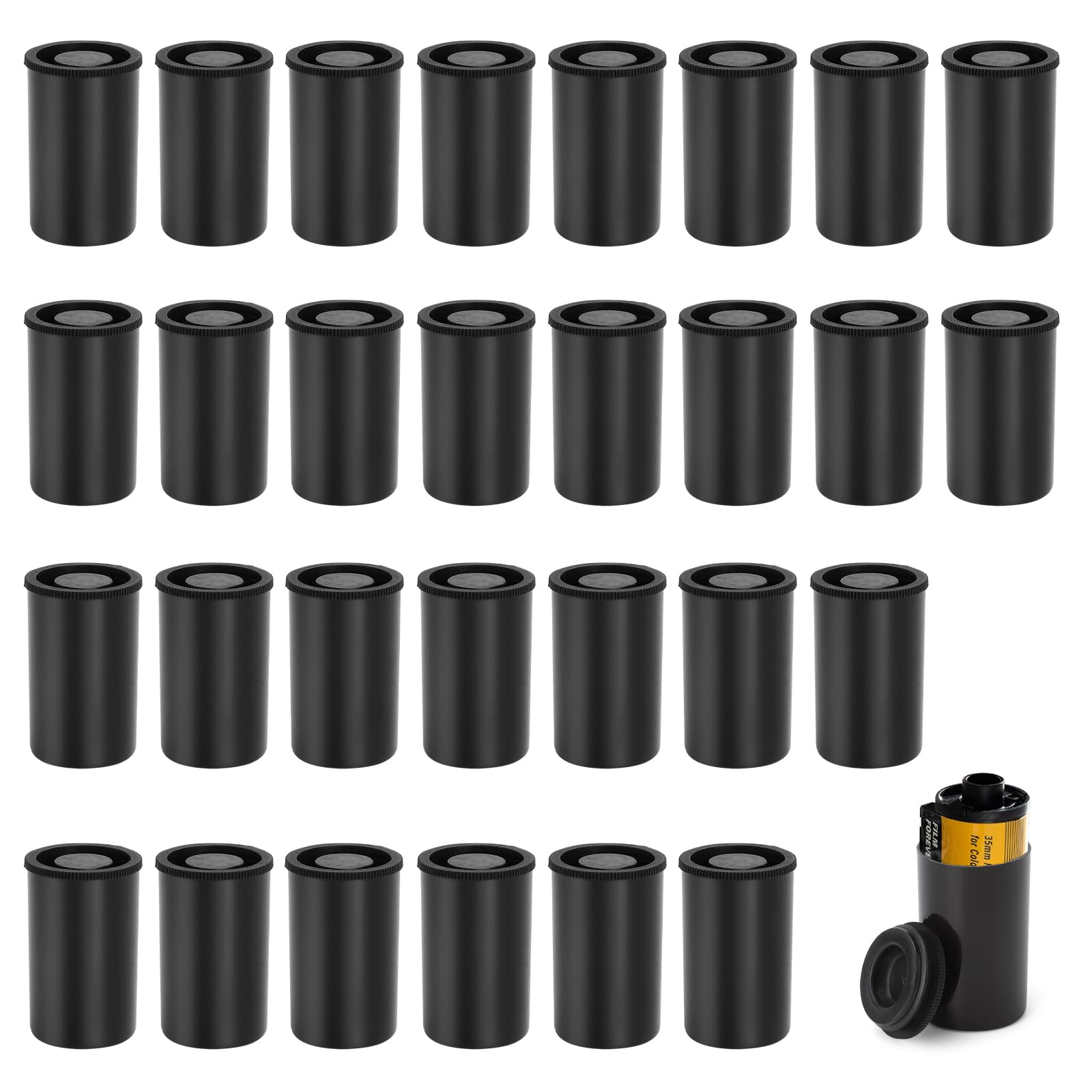 Boite Pellicule avec Couvercle 30 Pièces Noir, Boite Pellicule Plastique Rangement, Boite Pellicule Film 35mm, Petite Boite Plastique avec Couvercle pour Rangement Petites Pièces DIY