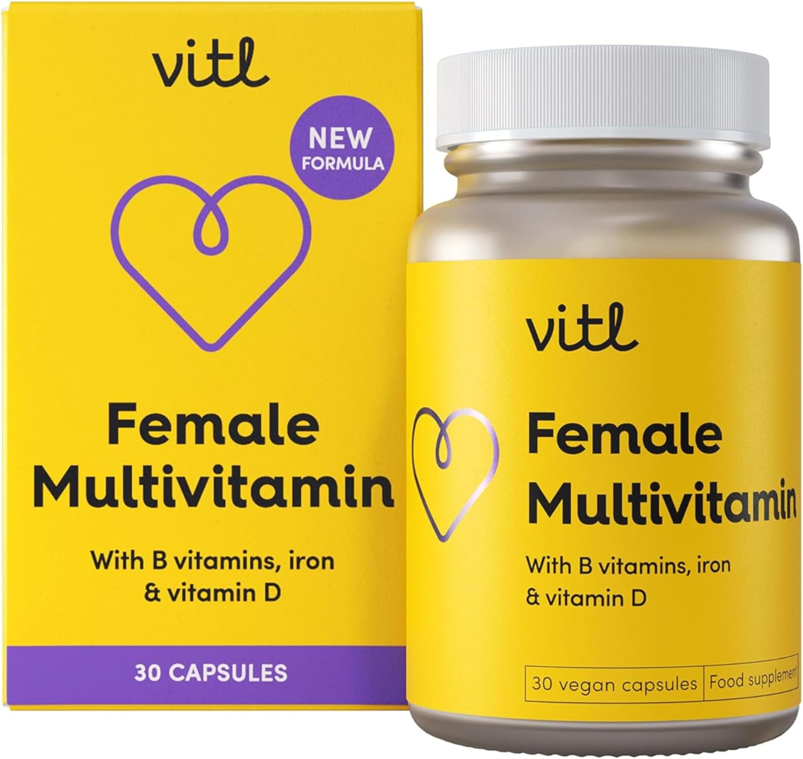 – Female Multivitamin & Minerals Supplement - 30 Vegan Capsules - 21 Essential Active Vitamins & Minerals - with Vitamin D3, Vitamin B, Vitamin C, Vitamin E, Folic Acid & Iron - 1 Month Supply