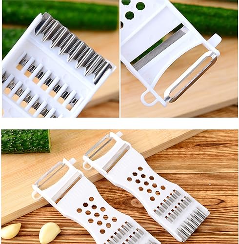 Miniatura 7 de Cocina de mano multifuncional blanco simple pequeño pelador portátil herramientas de plástico para pepino patata zanahoria rallador verduras y