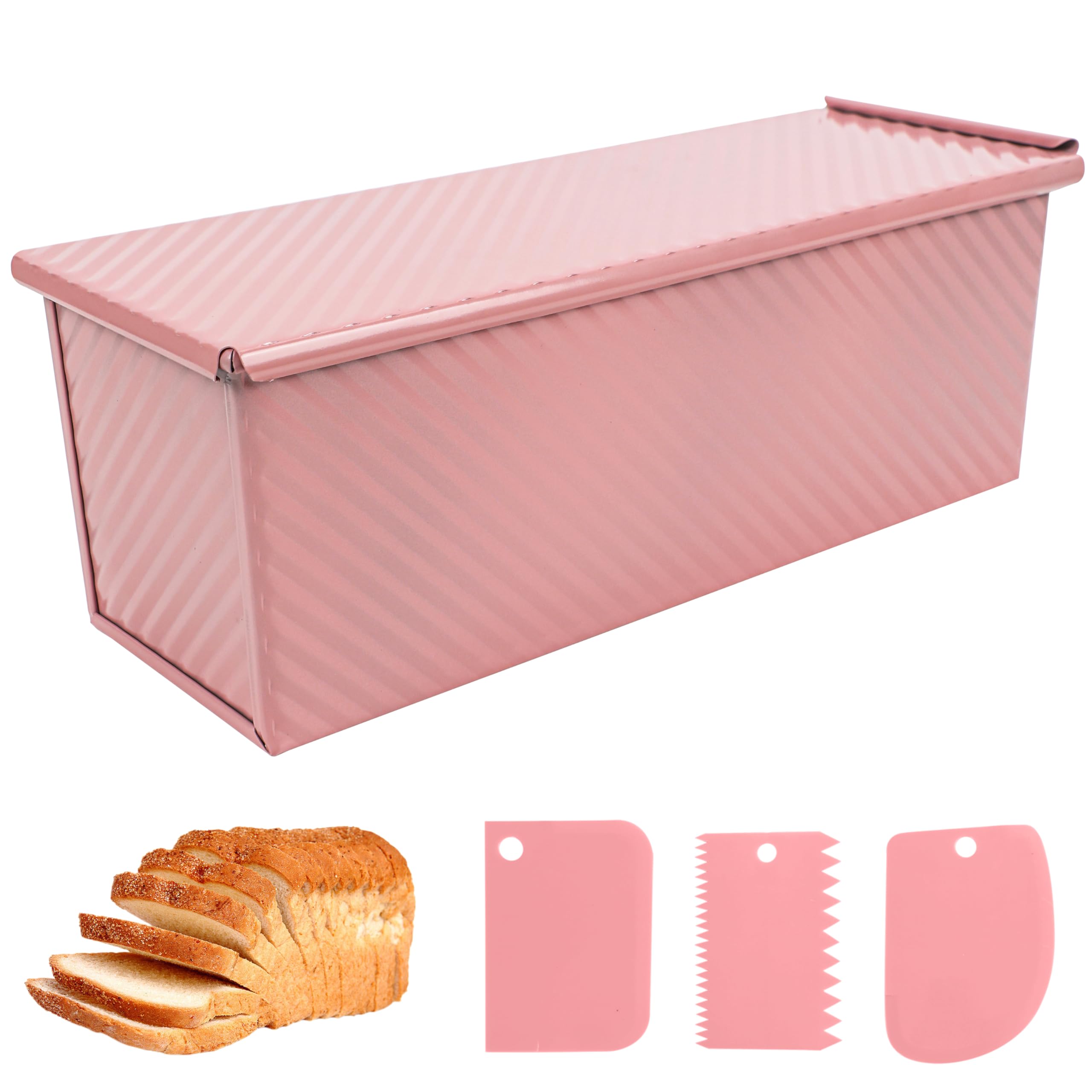 Molde para pan Pullman rosa de alta calidad de 13 pulgadas con tapa, perfecto para hornear pan de sándwich de grado profesional, molde antiadherente para pan casero