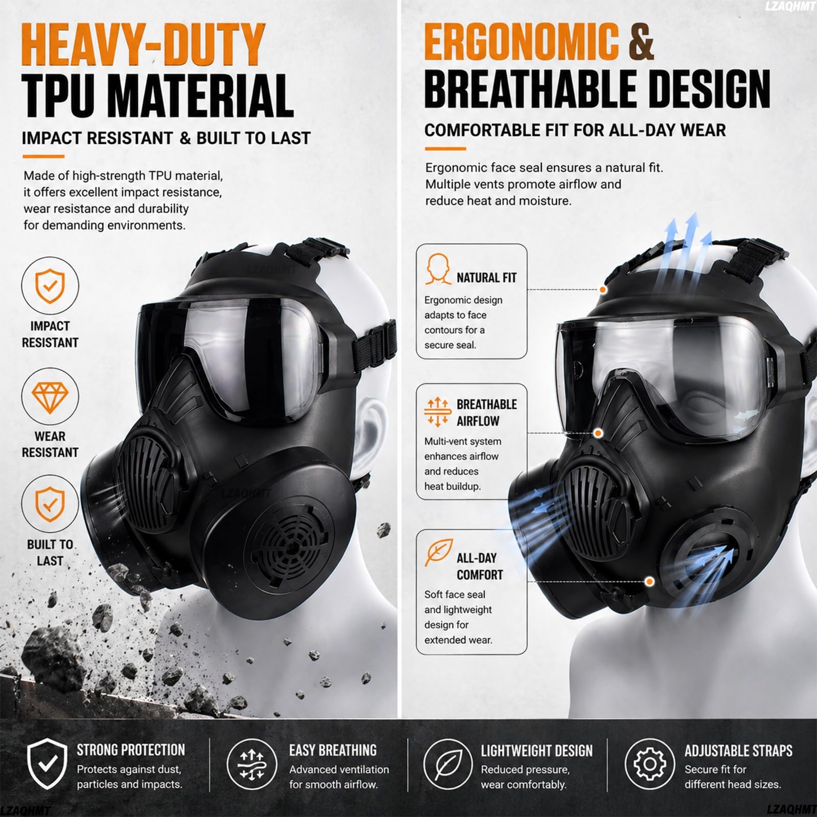 Masque À Gaz Factice Intégral en Forme De Crâne pour Airsoft – Lunettes De Protection pour Costume d'halloween Et Cosplay Aucune Protection Réelle Contre Les Gaz