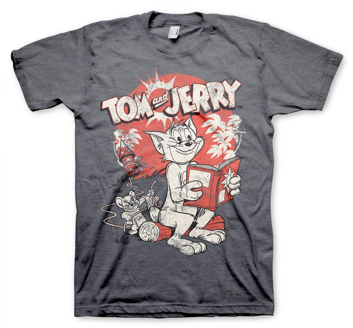 Tom & Jerry Officially Licensed Vintage Comic Mens T-Shirt (Dark-Heather), XL