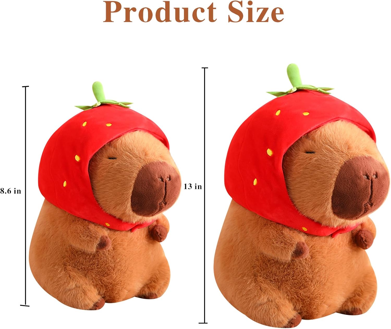 Cute Capybara Stuffed Animal with Wearable Toast Headset, Gifts for Kids (9 Inches, Strawberry Capybara)