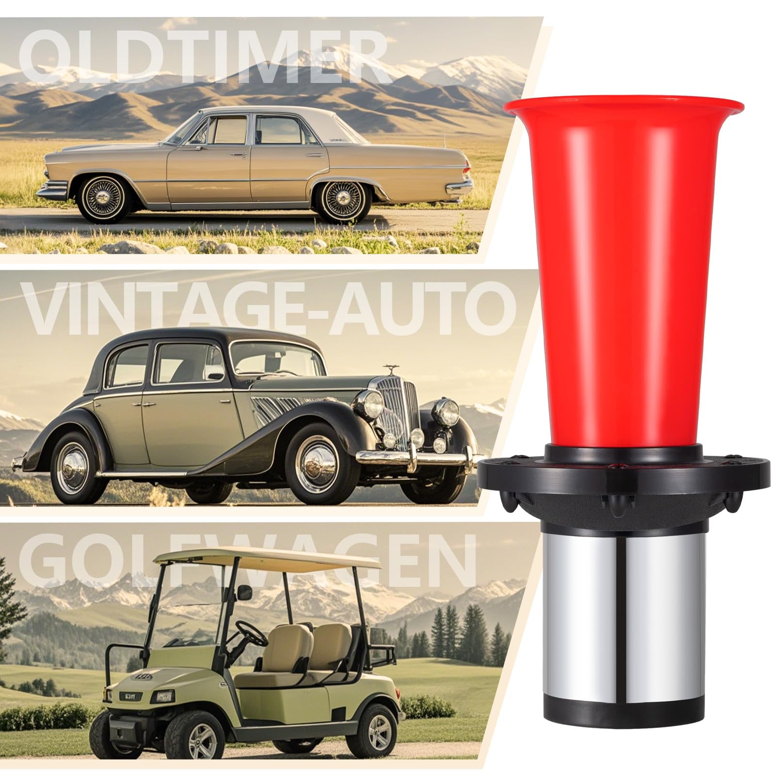 Klaxon Rétro Ancien Style 130 DB 12V - Double Trompette Chromée Pour Voiture, Moto, Camion