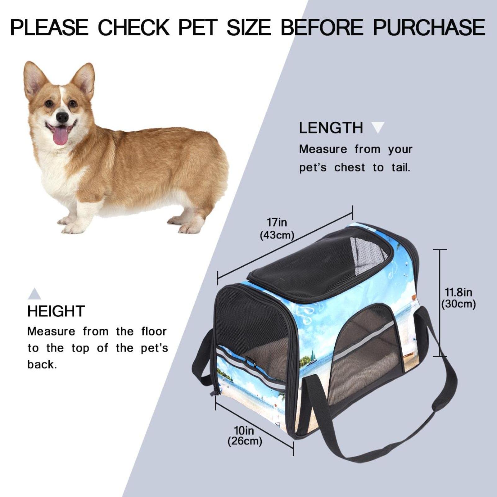 Trasportino per animali domestici da spiaggia, spiaggia, mare, lato morbido, per corgi, gatti, cani, cuccioli, portatile, pieghevole, per animali domestici, approvati dalla compagnia aerea