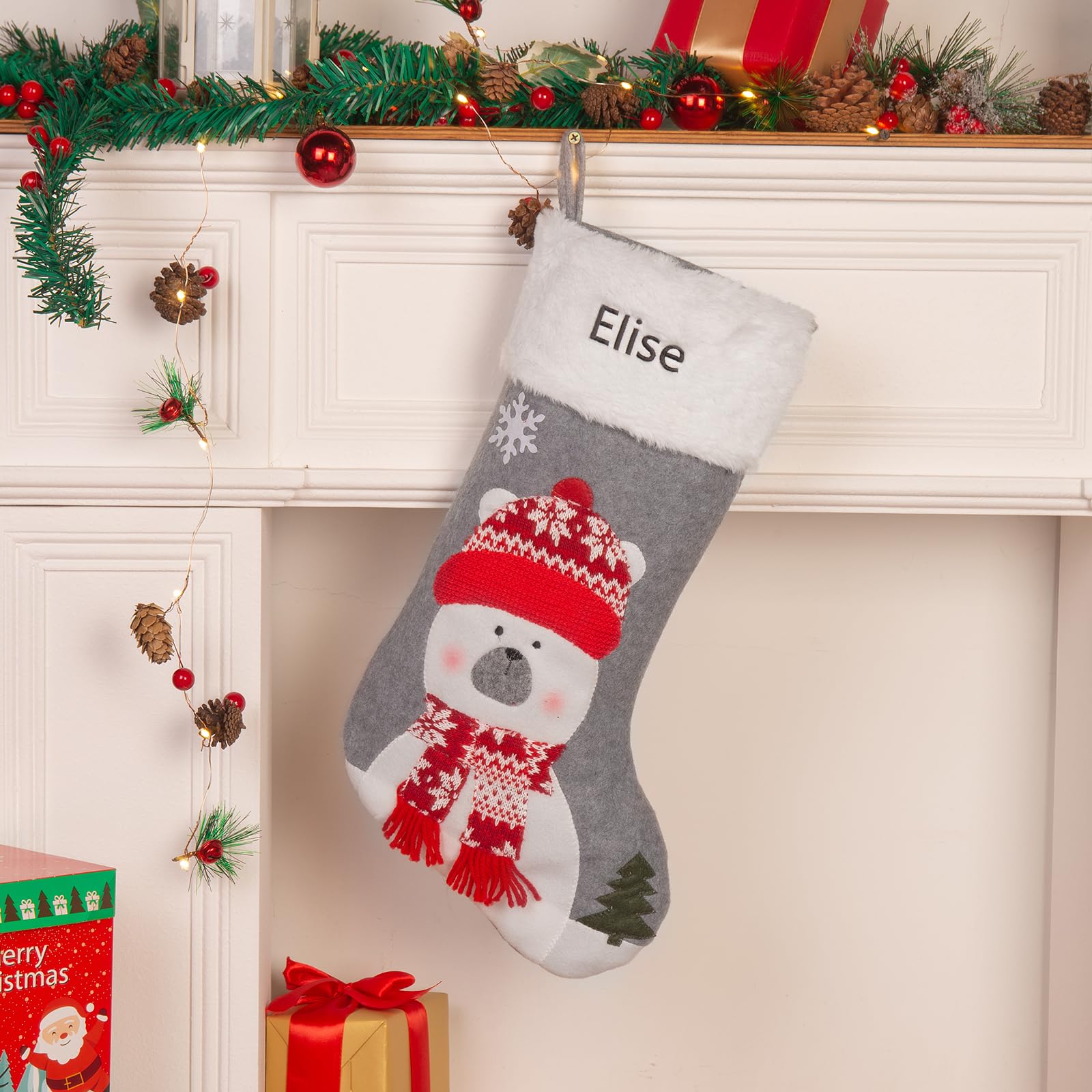 Calza Di Natale Personalizzata Amikado 42 Cm – Babbo Natale, Renna O Pupazzo Di Neve