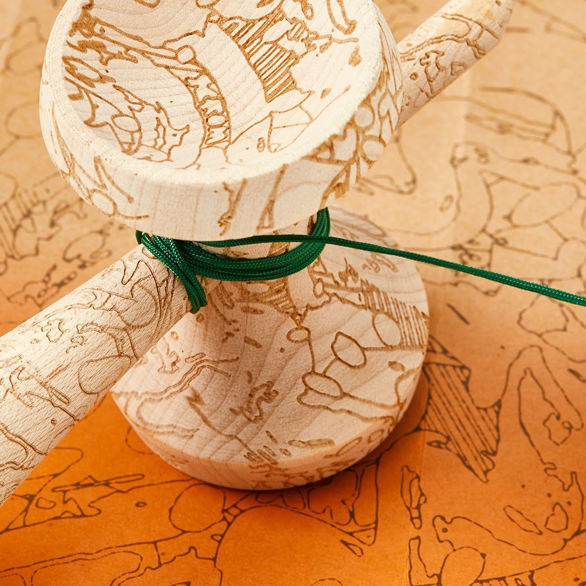 KROM Kendama Unity Equilibrium – de Madera de Arce para Principiantes y avanzados – Juego de Habilidad para Exteriores e Interiores – Juguete de Madera con Cuerda y Pelota – Kendama Skilltoy – Juego