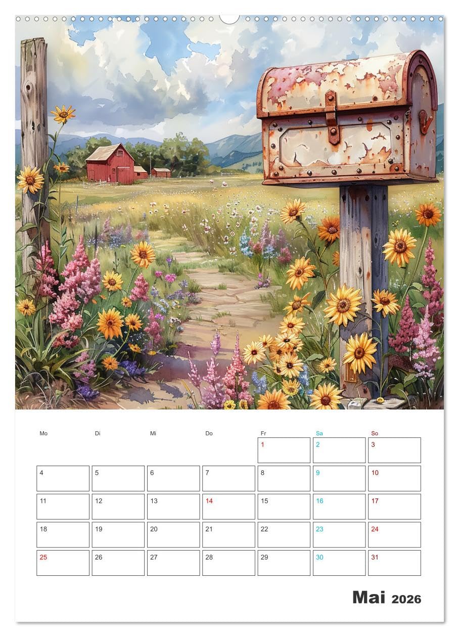 Zeitreise - Der vintage Briekasten Kalender (Wandkalender 2026 DIN A2 hoch), CALVENDO Monatskalender: Ob als funktionaler Postempfänger oder ... auf einzigartige Weise. (CALVENDO Kunst)