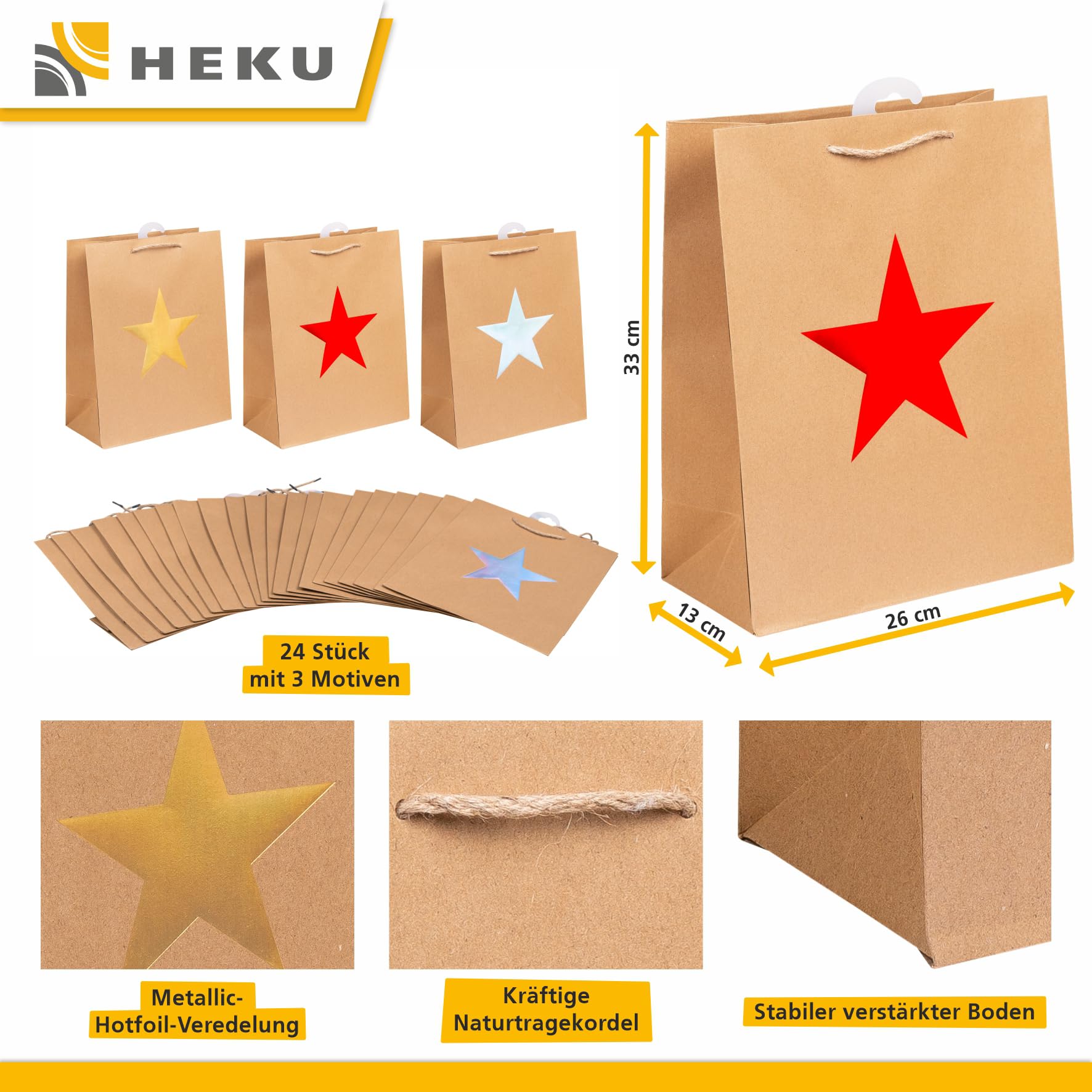 Heku 22 – 30823 – 35 – Bolsa de Regalo, Papel, Metálico, 9 x 28 x 35 cm