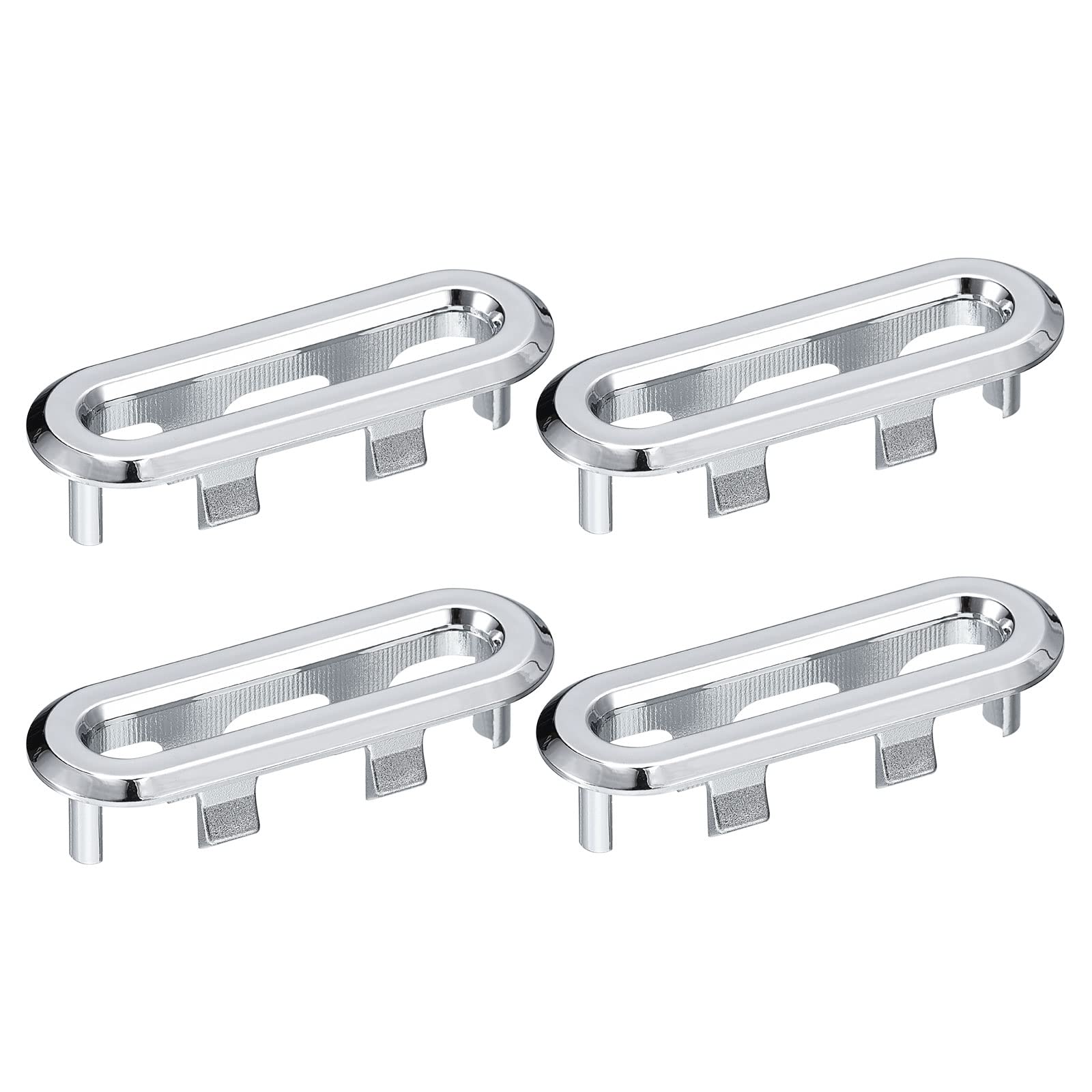 QUARKZMAN Lavello Dettaglio Fuoriuscita Coperchio, 4pz Lavello Fuoriuscita cerchio 47,8x13,5mm Ovale Bagno Cucina Bacino Scarico Coperchio Foro Inserimento in Cappucci, Argento