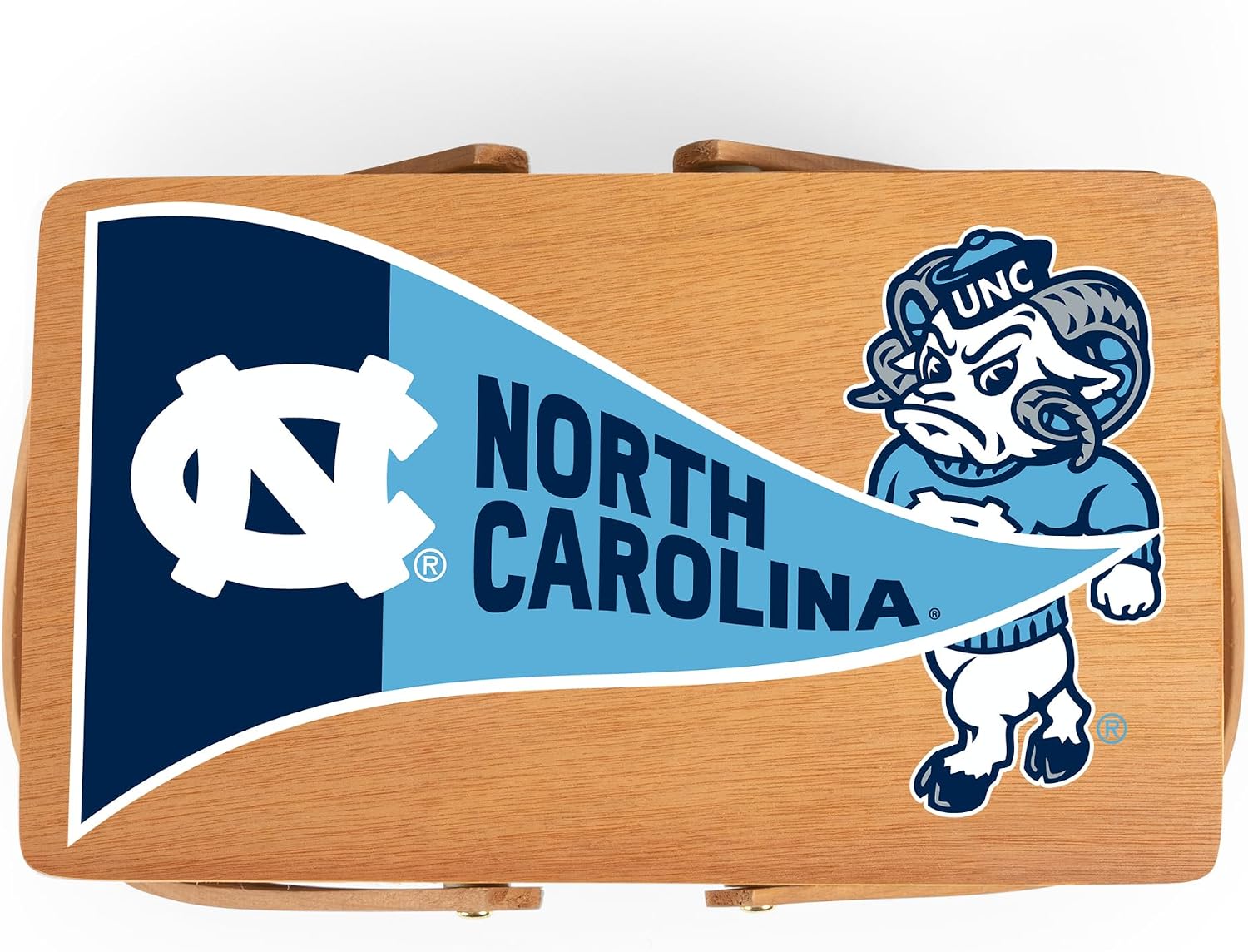 PICNIC TIME NCAA North Carolina Tar Heels Poppy Personal Picnic Basket, Insulated Lunch Bag, Retro Lunch Box, (Beige)