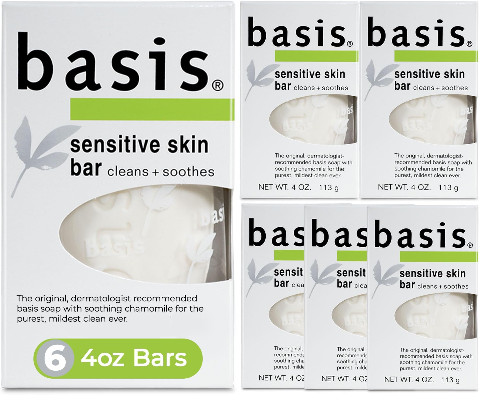 Basis Sensitive Skin Bar 4 Ounce (Pack of 6)