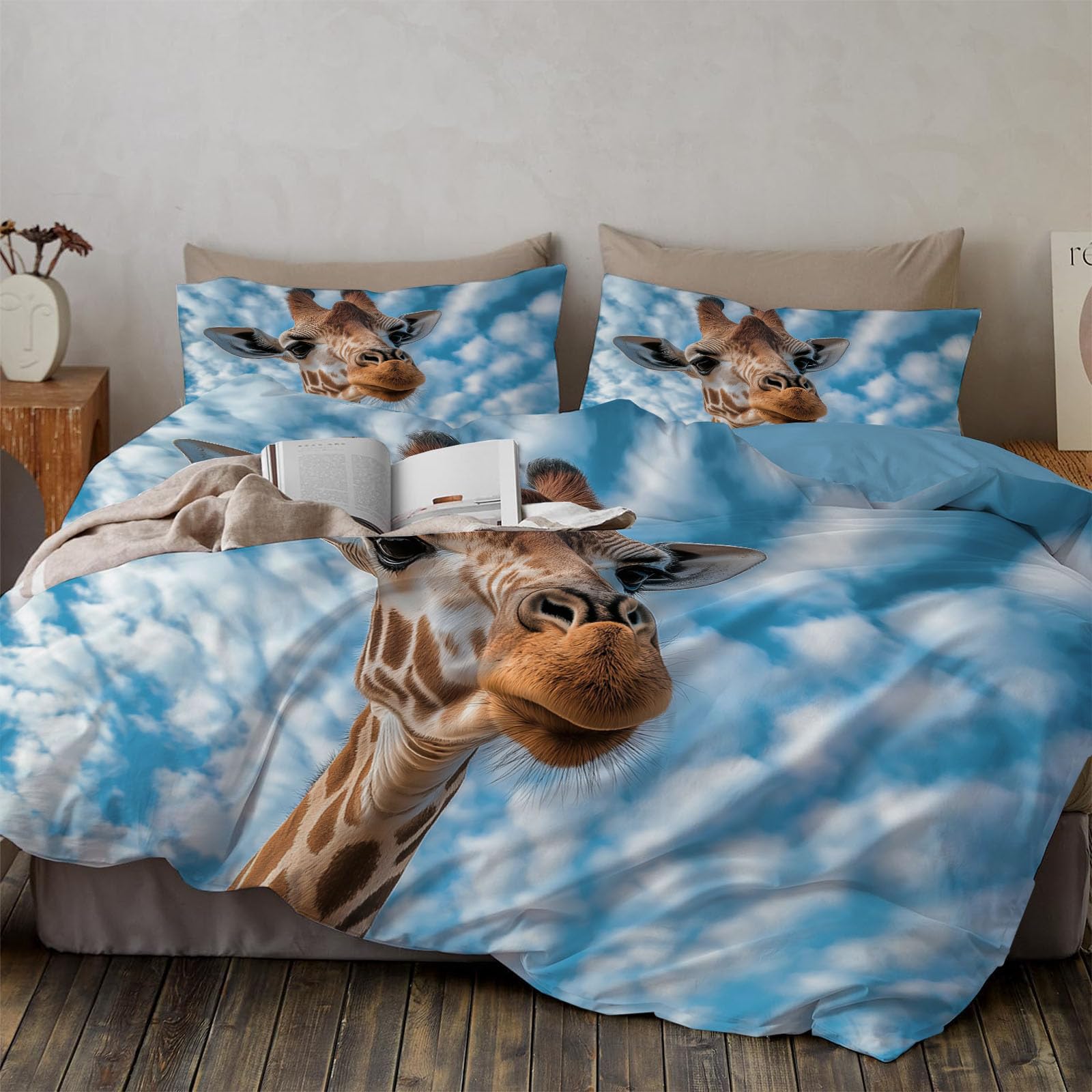 Parure de lit 3D animaux sauvages avec fermeture éclair pratique