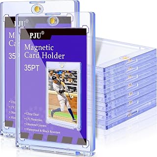 PJU 30ct 35pt Magnetic Card Holders for Trading Cards - UV Protection Waterproof Hard Plastic Cases for Baseball Sports MTG Cards