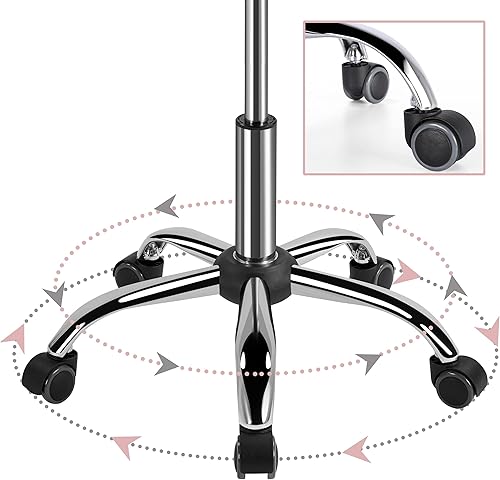 Miniatura 9 de Yaheetech Taburete giratorio ajustable con ruedas y soporte para la espalda, taburetes redondos de piel sintética para spa de masaje, color blanco
