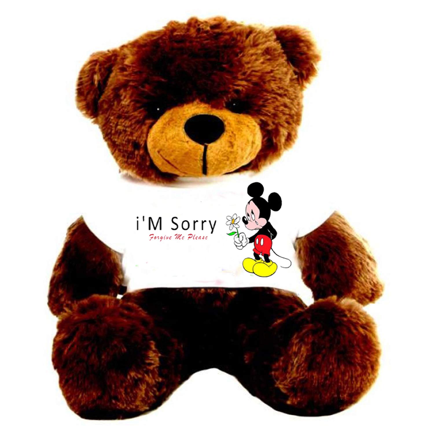 Hug'n'Feel® Soft Toys Big Teddy Bear Wearing I'm Sorry T-Shirt 6 feet Chocolate Brown_T Shirt_ I'm Sorry Plush & Stuffed Toys