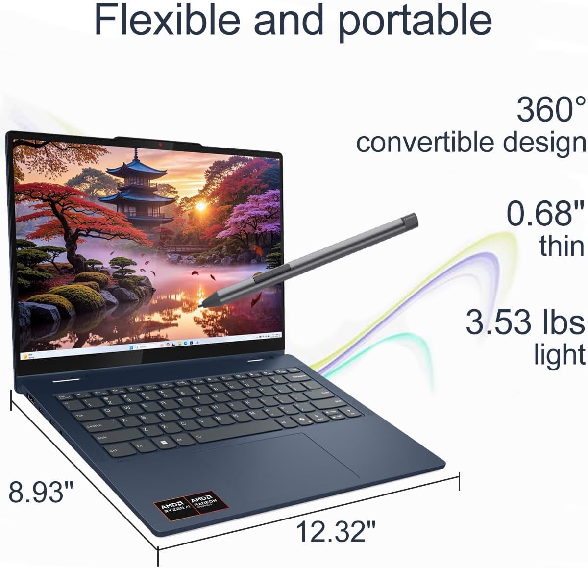 Lenovo IdeaPad Flex 5 2-in-1 AI Laptop (14" FHD+ Touchscreen, AMD Ryzen AI 5 340 (> Intel Ultra 7 155U), 16GB DDR5, 512GB SSD, Digital Pen) Copilot+ PC for Designer, Wi-Fi 7, IR Webcam, Win 11 Home