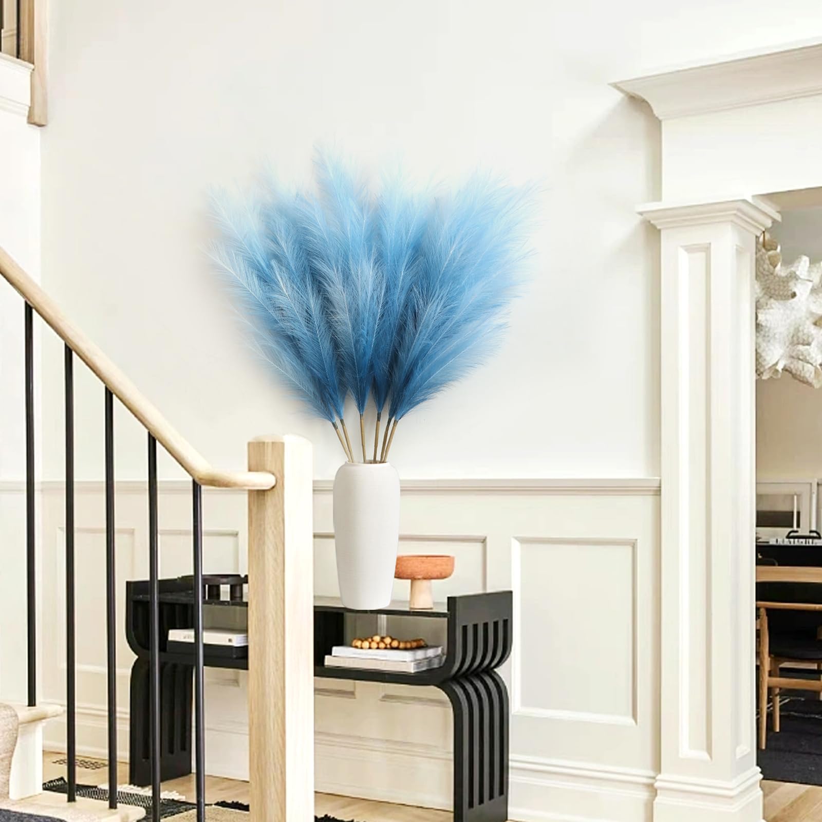 Decorazione Pampas Secca Grande 6 Pcs 113cm blu Pampas Erba Simulata Pampas Erba Pampa Artificiali Fiori per Soggiorno, Casa, Pavimento, Vaso, Decorazione Boemia