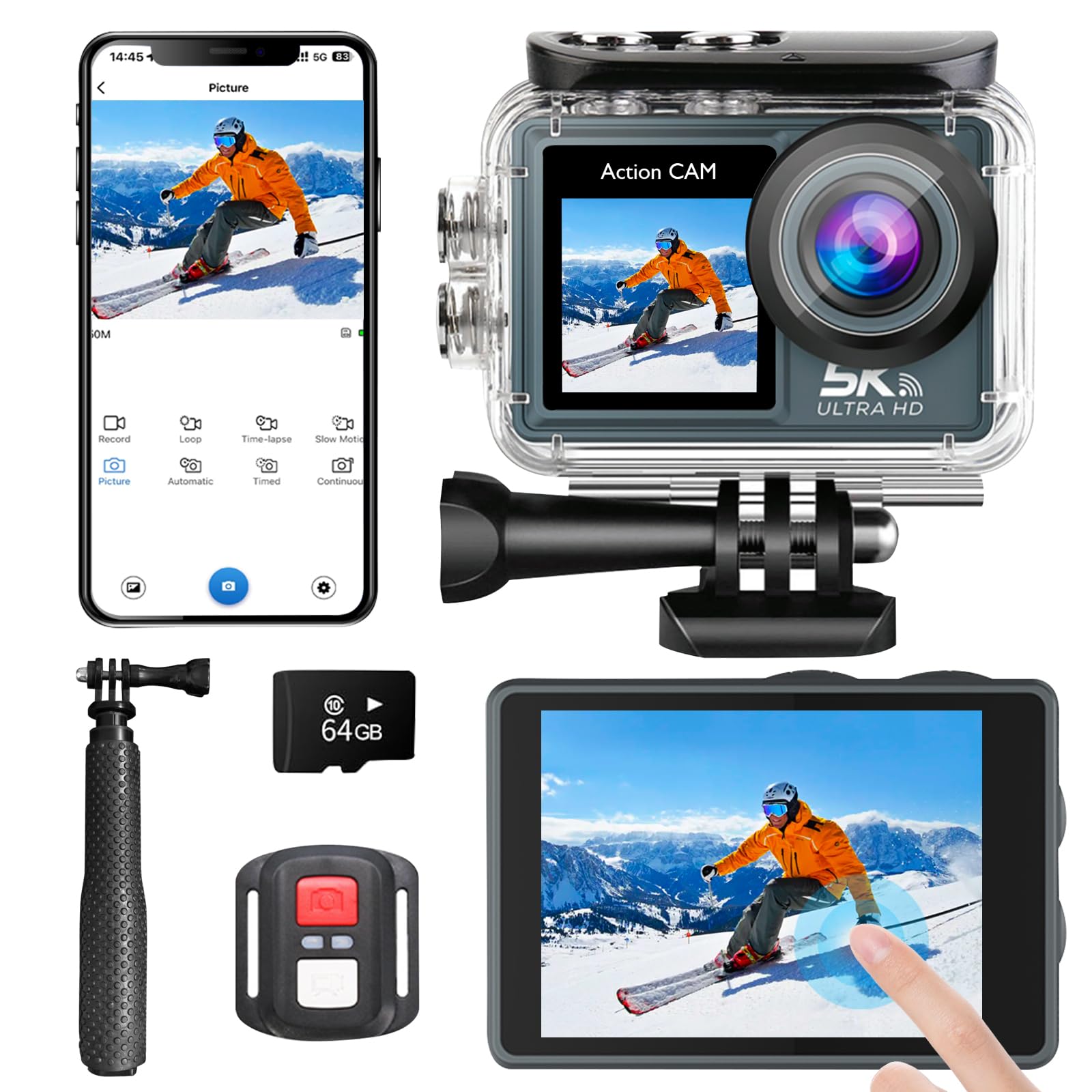 Action Camera 5K 30FPS 20MP Waterproof Camera 100FT Underwater EIS Sports Cam with Touch Screen, 170° Wide Angle, Remote Control, WiFi, 5X Zoom for Snorkeling, Diving, Cycling, and Vlogging-image-49