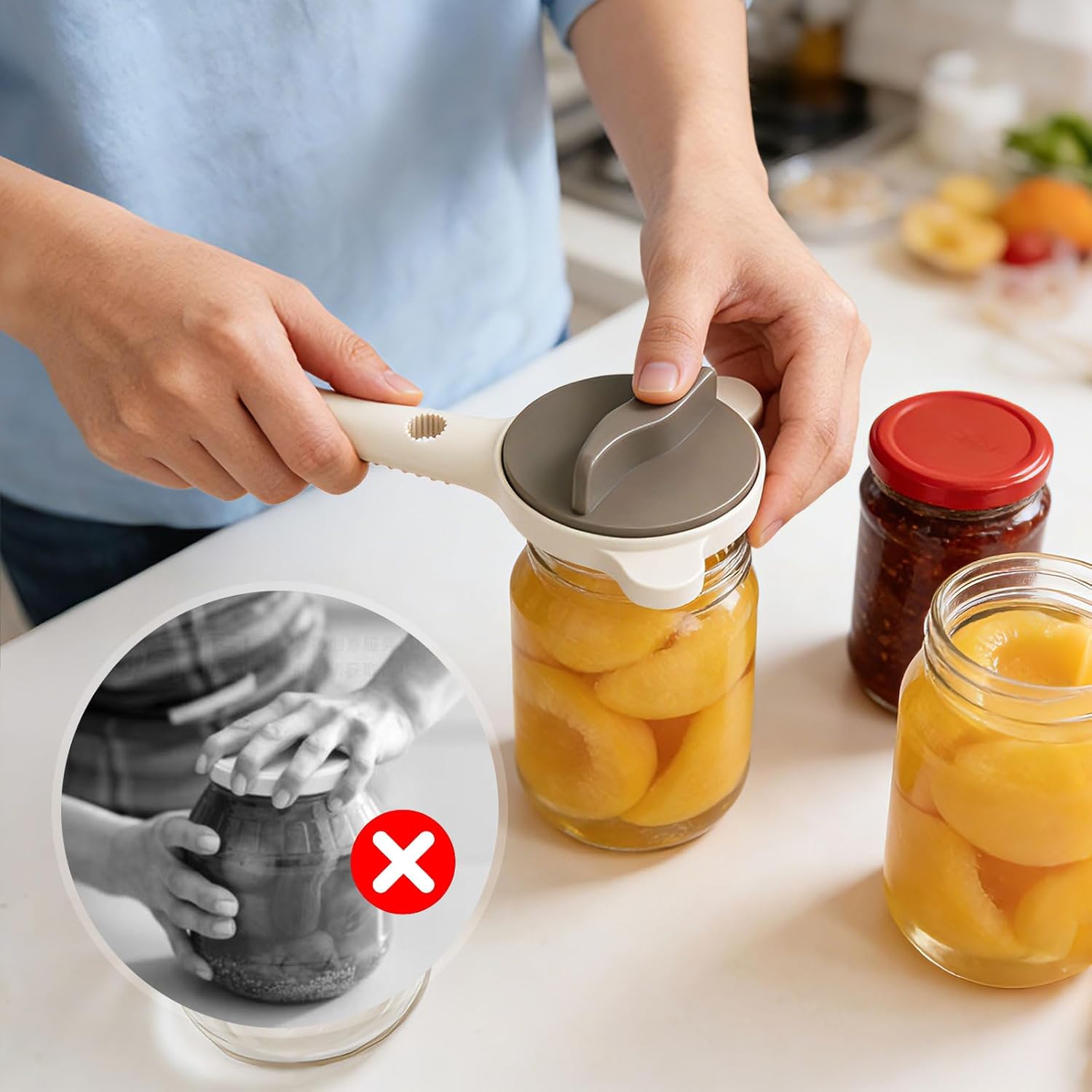 Adjustable Gripper Opener for Jars and Bottles, Strain-Free Jar Opener, Bottle Opener Multi-Functional - Image 3