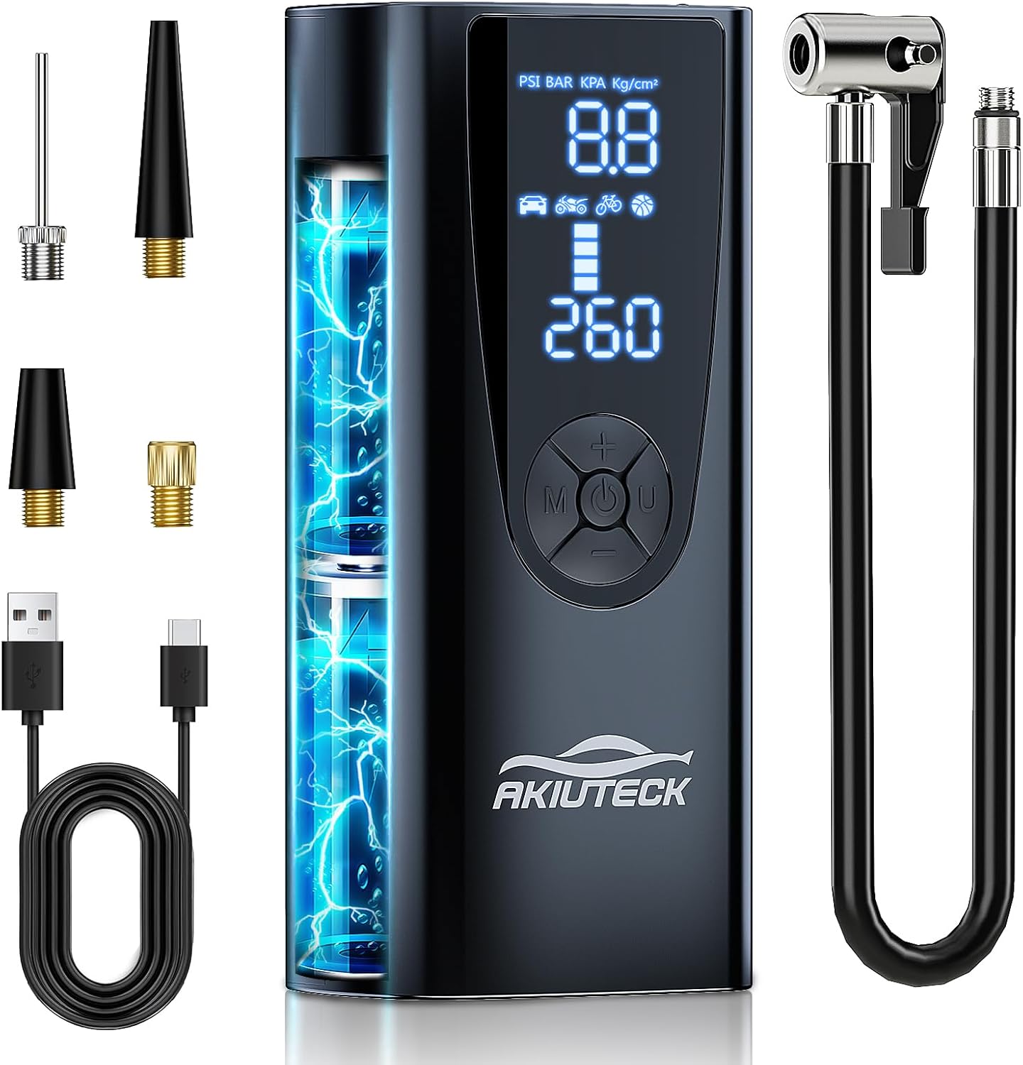 Tire Inflator - Portable Air Pump, Cordless Air Compressor 150 PSI-20000 mAh with Digital LCD Pressure Gauge, Smart Pump with LED Light, Quick Inflation for Car/Motorcycle/Bicycle/Tires/Balls