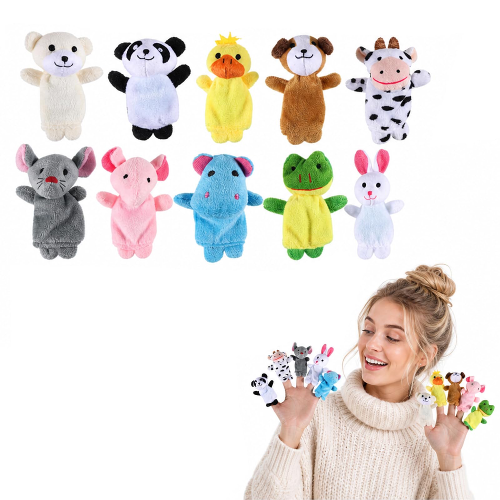 12Pcs Finger Puppets, Soft Velvet for Storytelling & Creative Play
