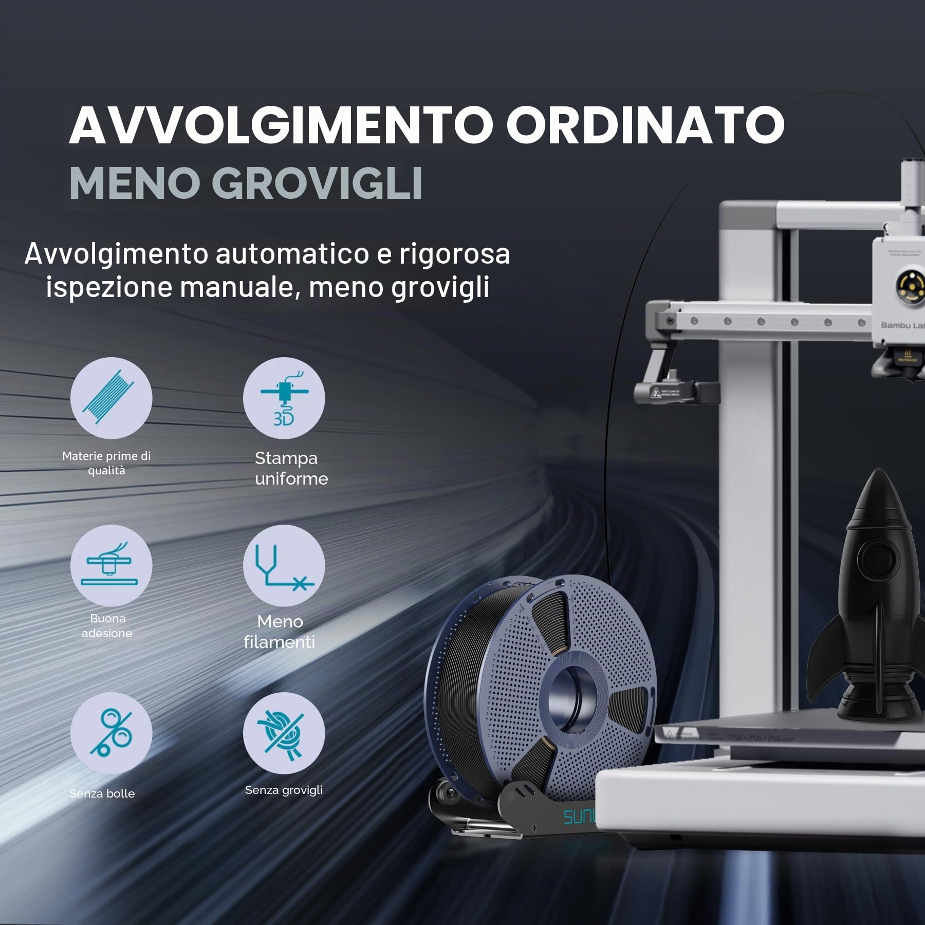 SUNLU 10KG High Speed Filamento PLA+2.0 1.75mm, PLA Plus 2.0 Filamento | ad alta velocità filamento stampante 3D, elevata tenacità, Nero+Bianco+Grigio+Blu+Rosso+Giallo+Verde+Rosa+Oliva+Arancione