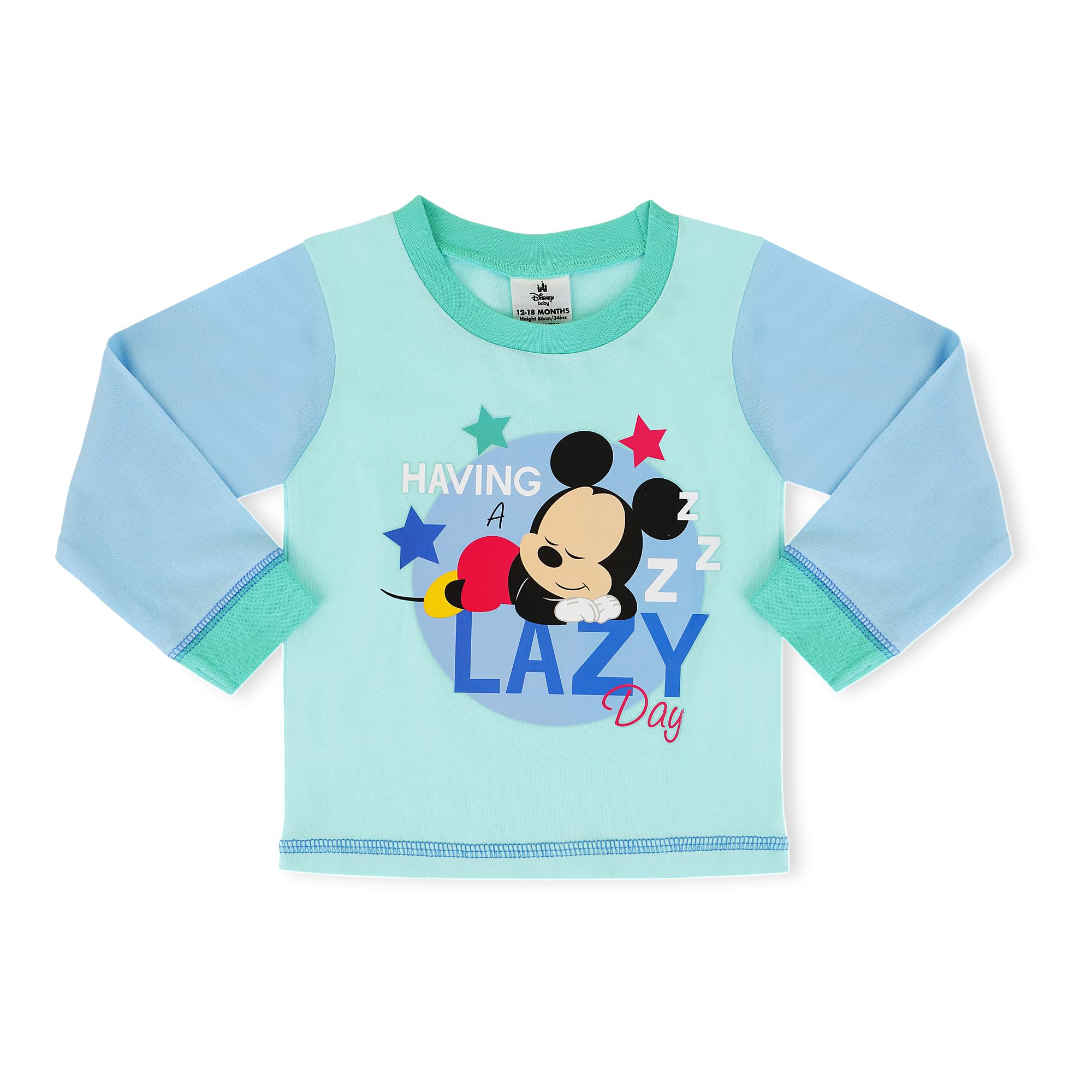 Disney Pigiama per bambini, motivo: Topolino, 2 pezzi, in cotone, per bambini e bambine