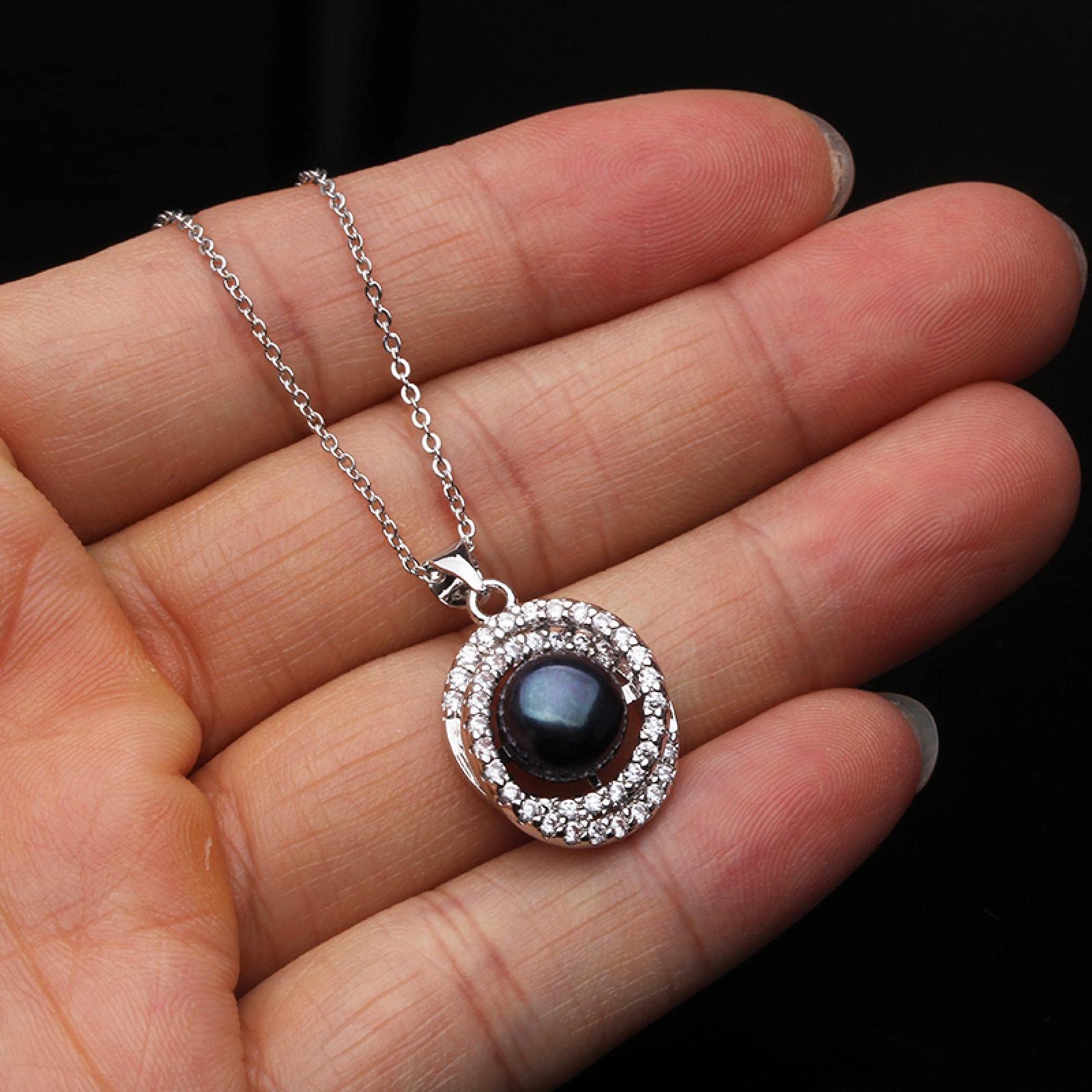 Perlenohrringe Damen Ohrringe Ohrstecker Schmuck Mädchen Geschenke Ohrhänger Echt Weiß Schwarz Naturperle Halskette Ohrring Set Frauen Feiner Schmuck Jubiläum Grauperlenset