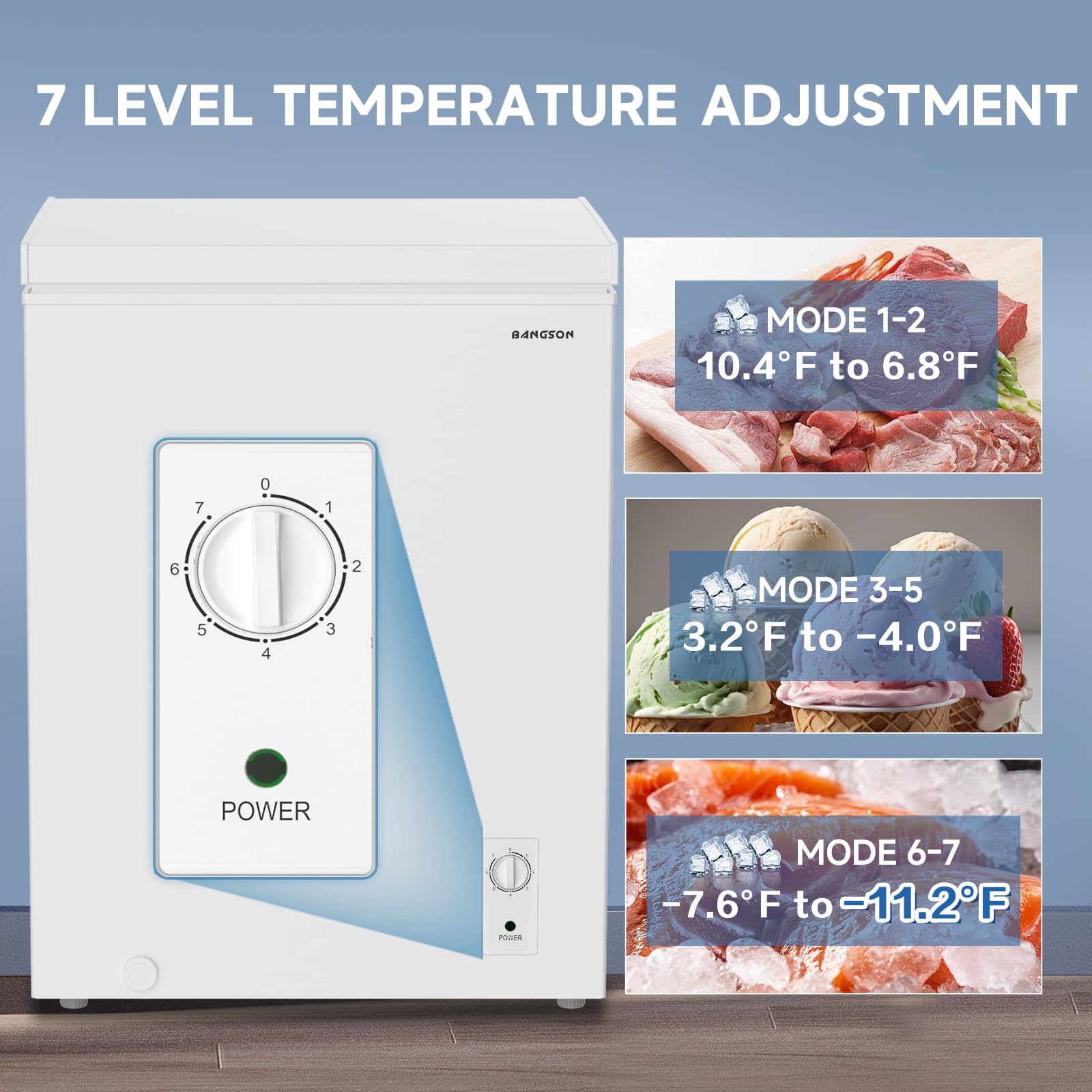 Bangson Chest Freezer, Deep Freezer 5.0 Cu. Ft With Removable Basket, Adjustable Thermostat Mini Freezer, Ideal For Apartment/Kitchen/Office on Fridge.com - View 3